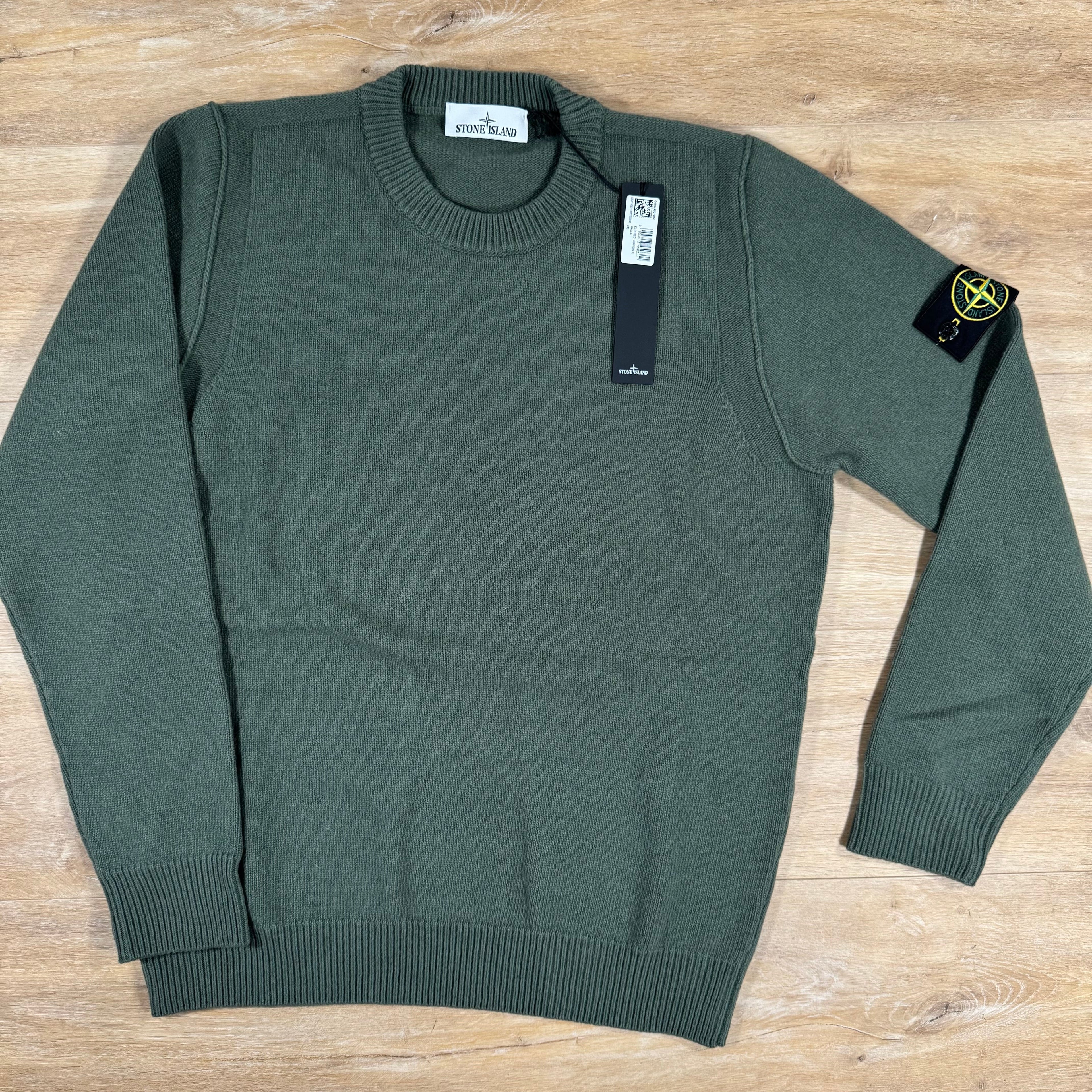 Stone Island Lambswool Crewneck Jumper in Military Green Ironleague