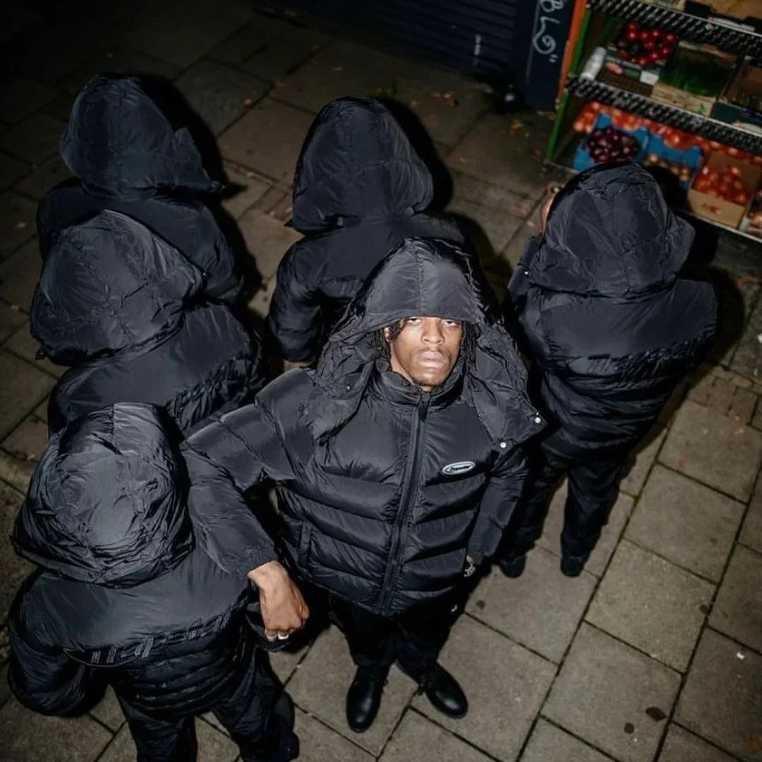 Trapstar Hyperdrive Detachable Hooded Puffer Jacket - Black/Lime Ironleague