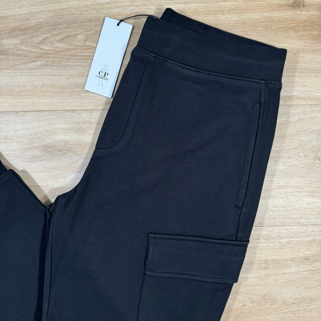 CP Company Diagonal Raised Fleece Lens Sweatpants in Black Ironleague