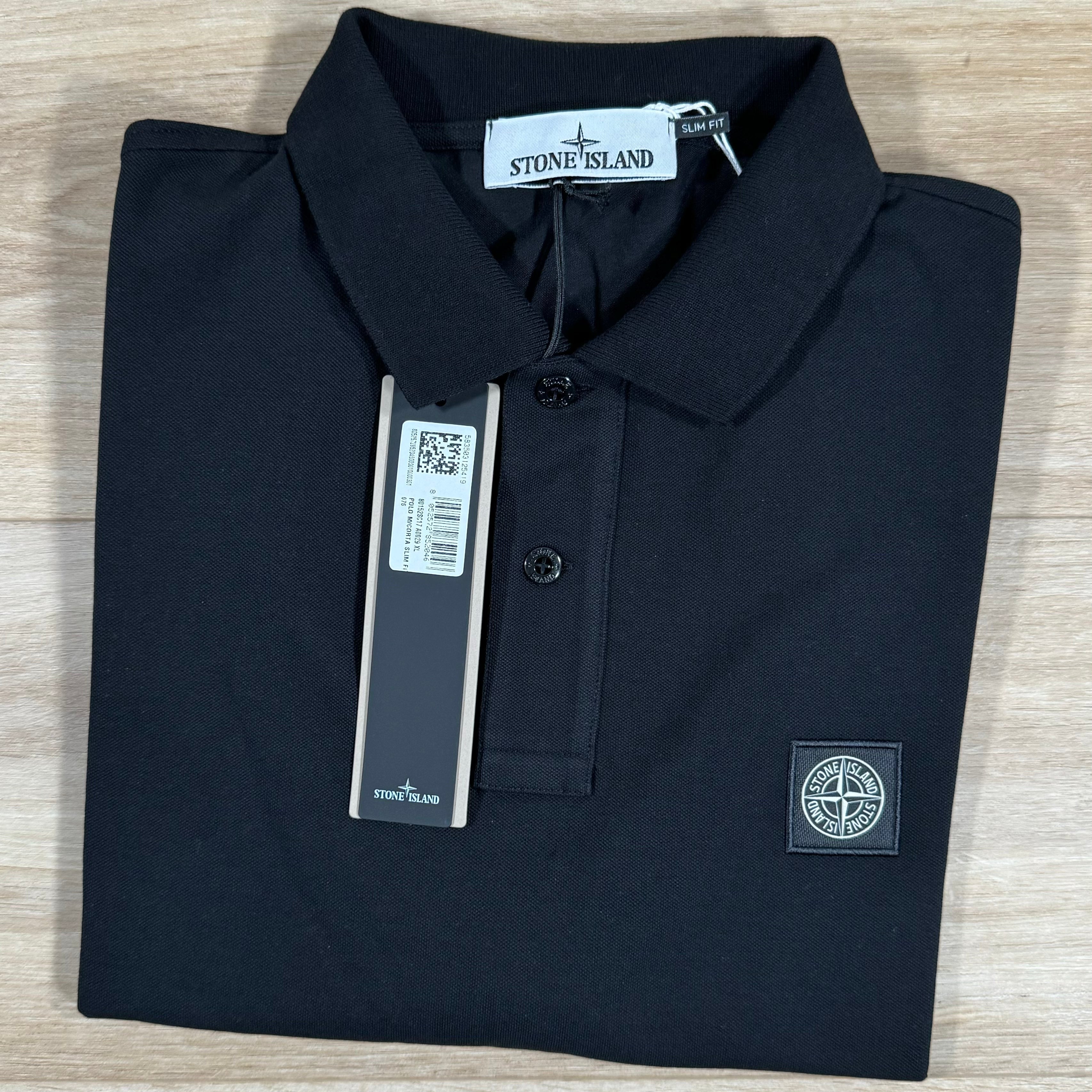 Stone Island Organic Cotton Pique Polo Shirt in Black Ironleague