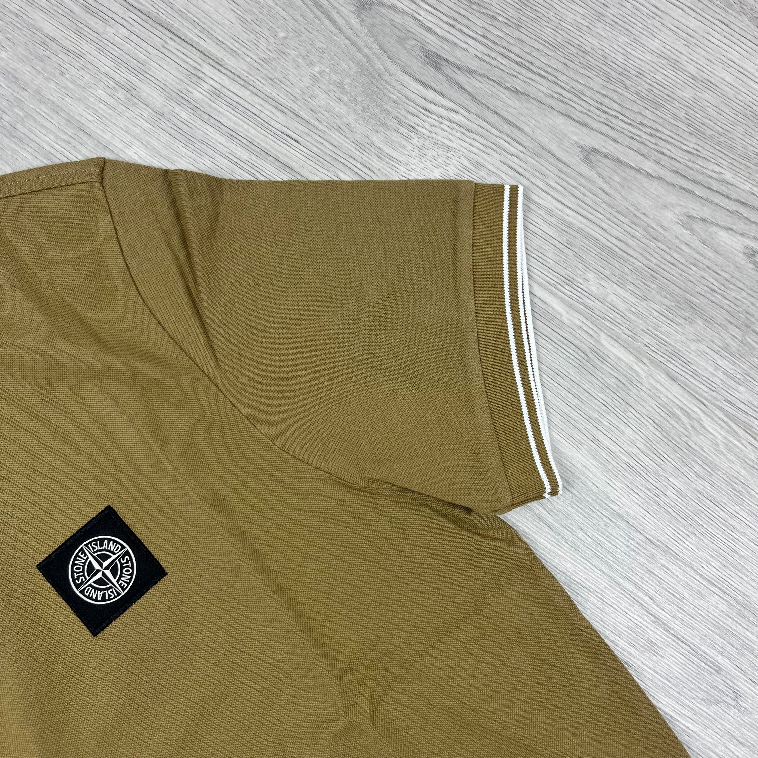 Stone Island Patch Polo Shirt - Beige Ironleague
