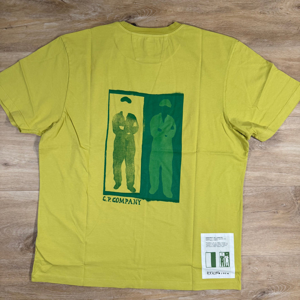 CP Company 24/1 Jersey Logo T-Shirt in Cress Green - Yellow Ironleague