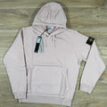 Stone Island Organic Cotton Fleece Pullover Hoodie in Antique Rose Ironleague
