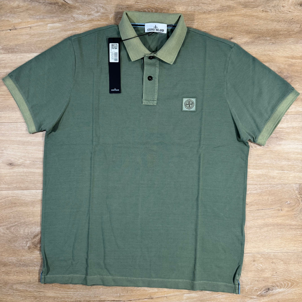 Stone Island Organic Cotton Overdye Polo Shirt in Sage Green Ironleague