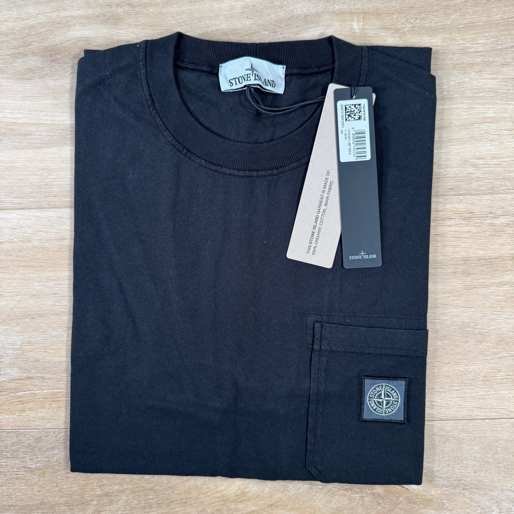 Stone Island Organic Cotton Fissato Effect T-Shirt in Black Ironleague
