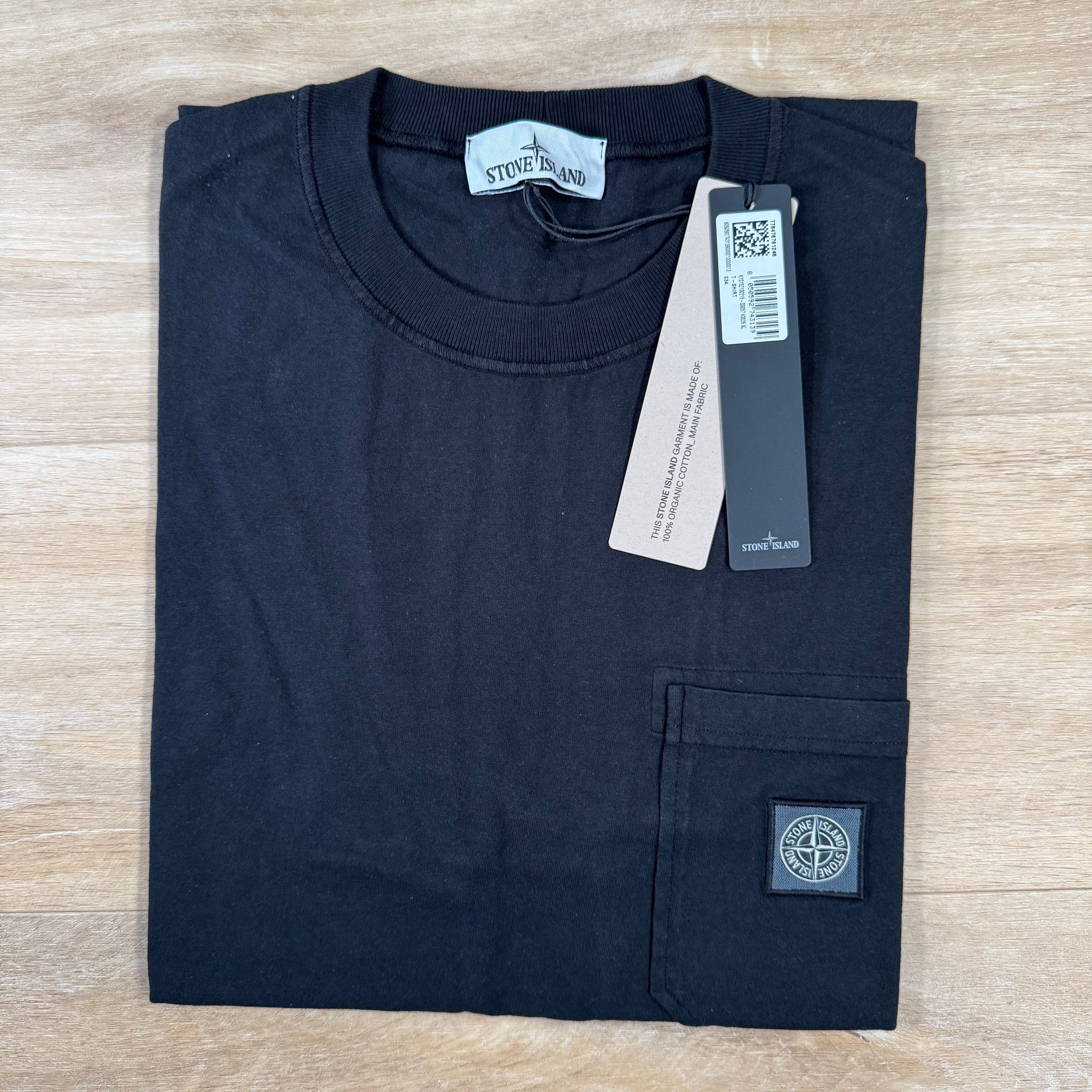 Stone Island Organic Cotton Fissato Effect T-Shirt in Black Ironleague