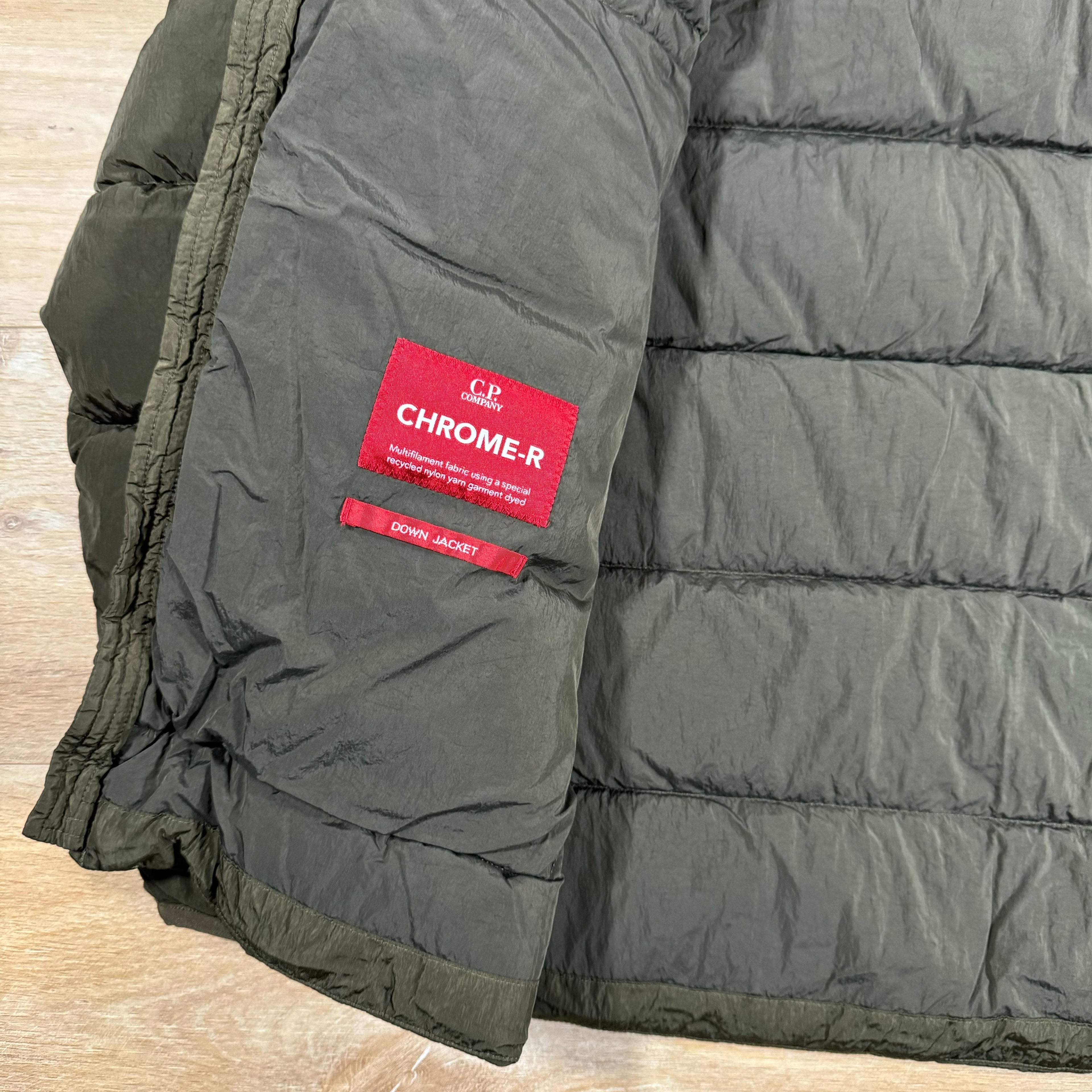 CP Company Chrome-R Goggle Down Jacket in Ivy Green Ironleague