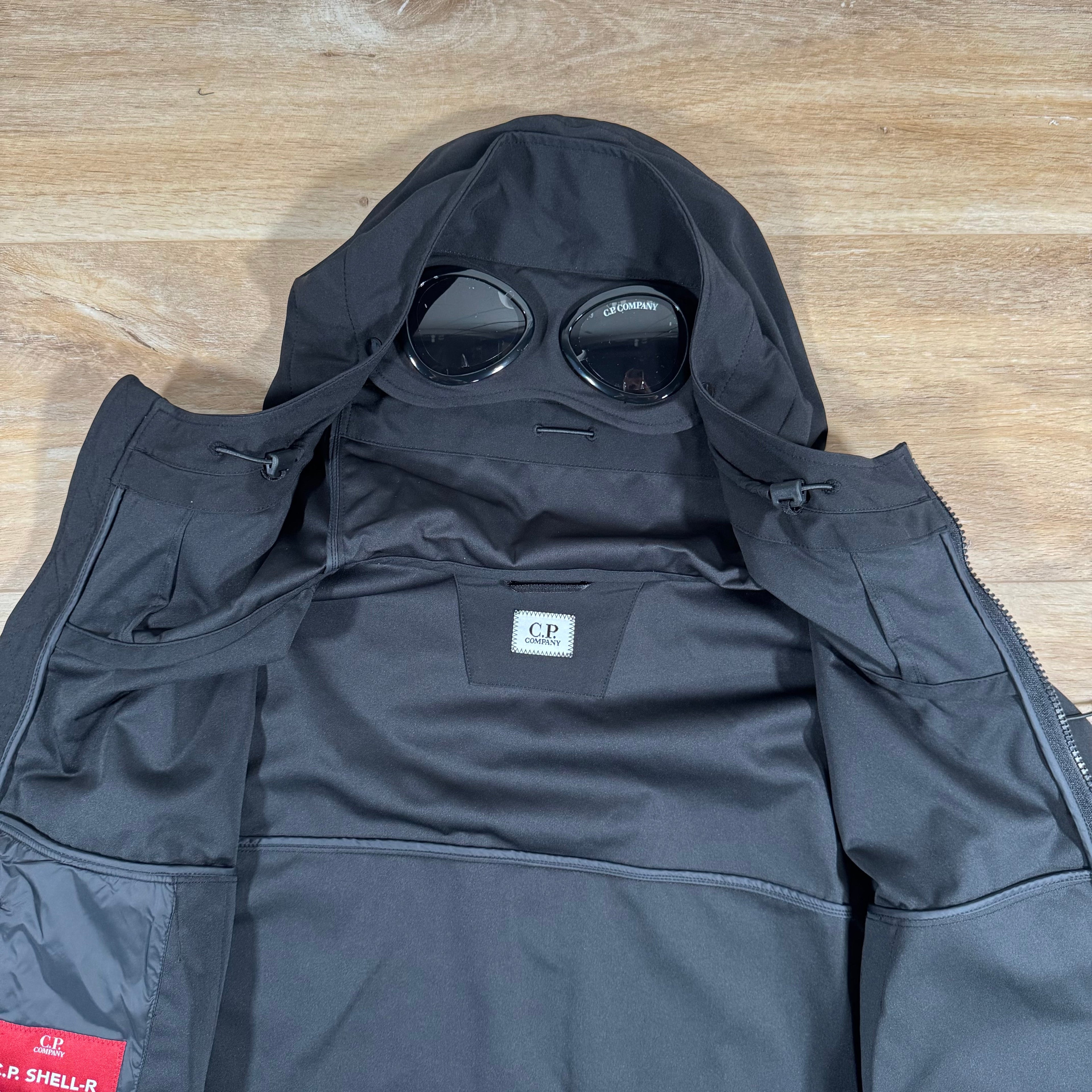 CP Company Shell-R Goggle Jacket in Black Ironleague