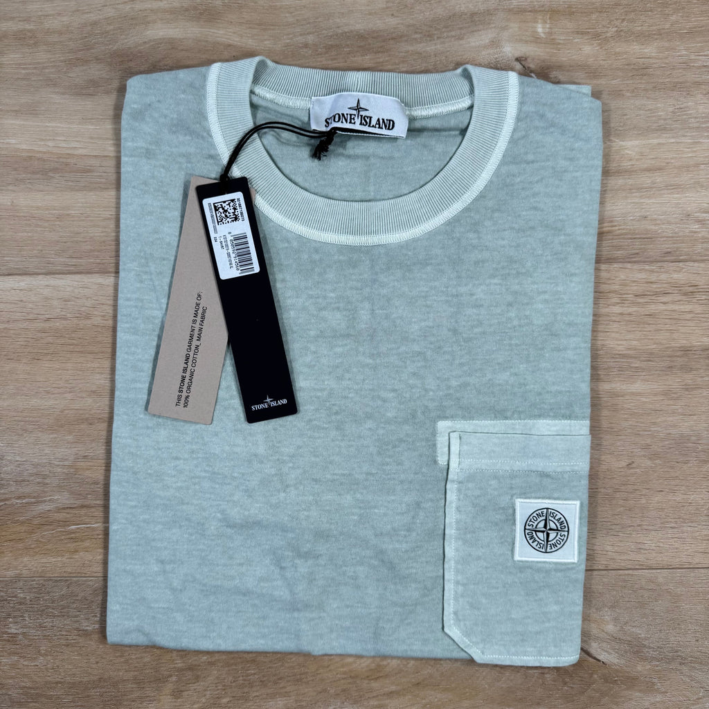 Stone Island Organic Cotton Fissato Effect T-Shirt in Green Grey Ironleague