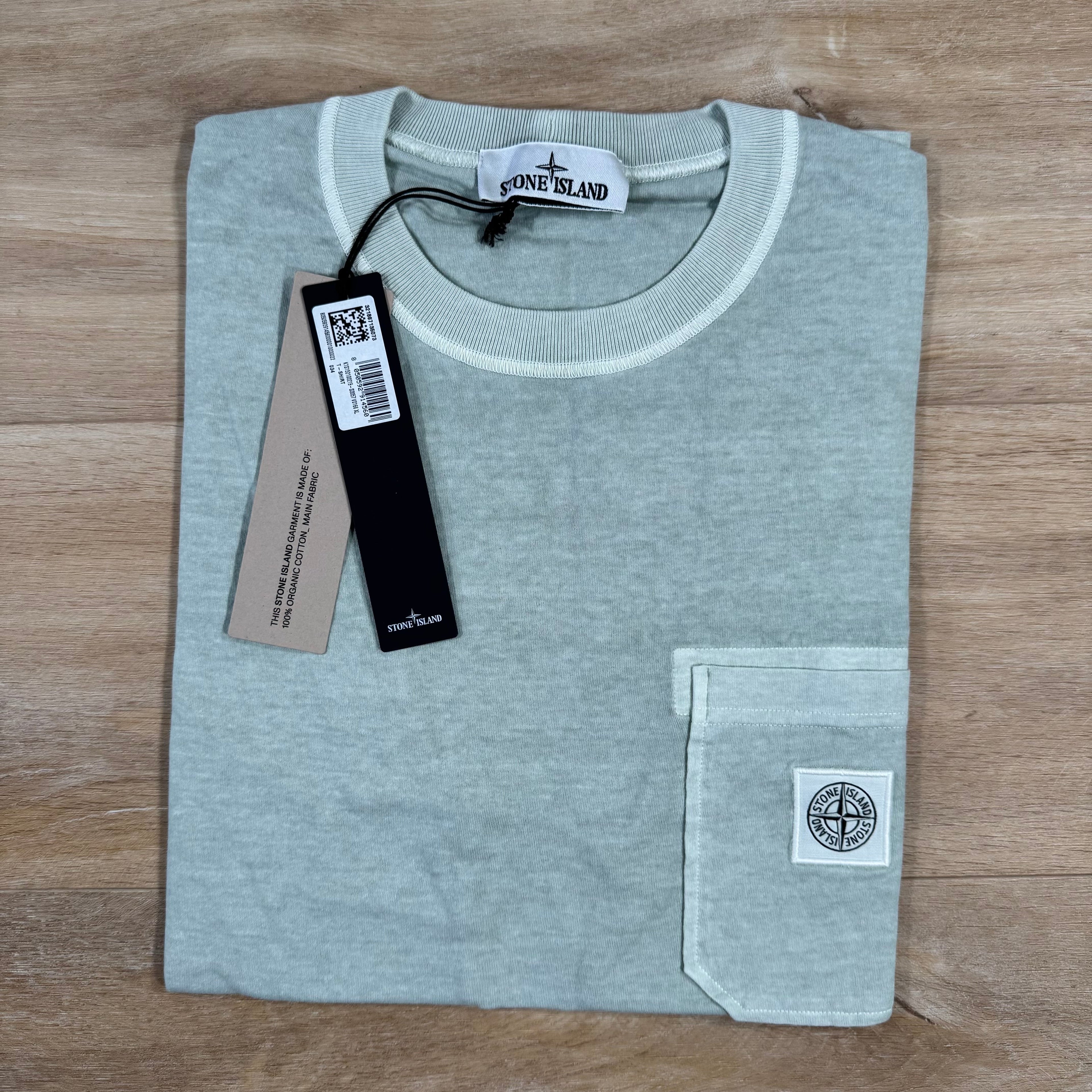 Stone Island Organic Cotton Fissato Effect T-Shirt in Green Grey Ironleague