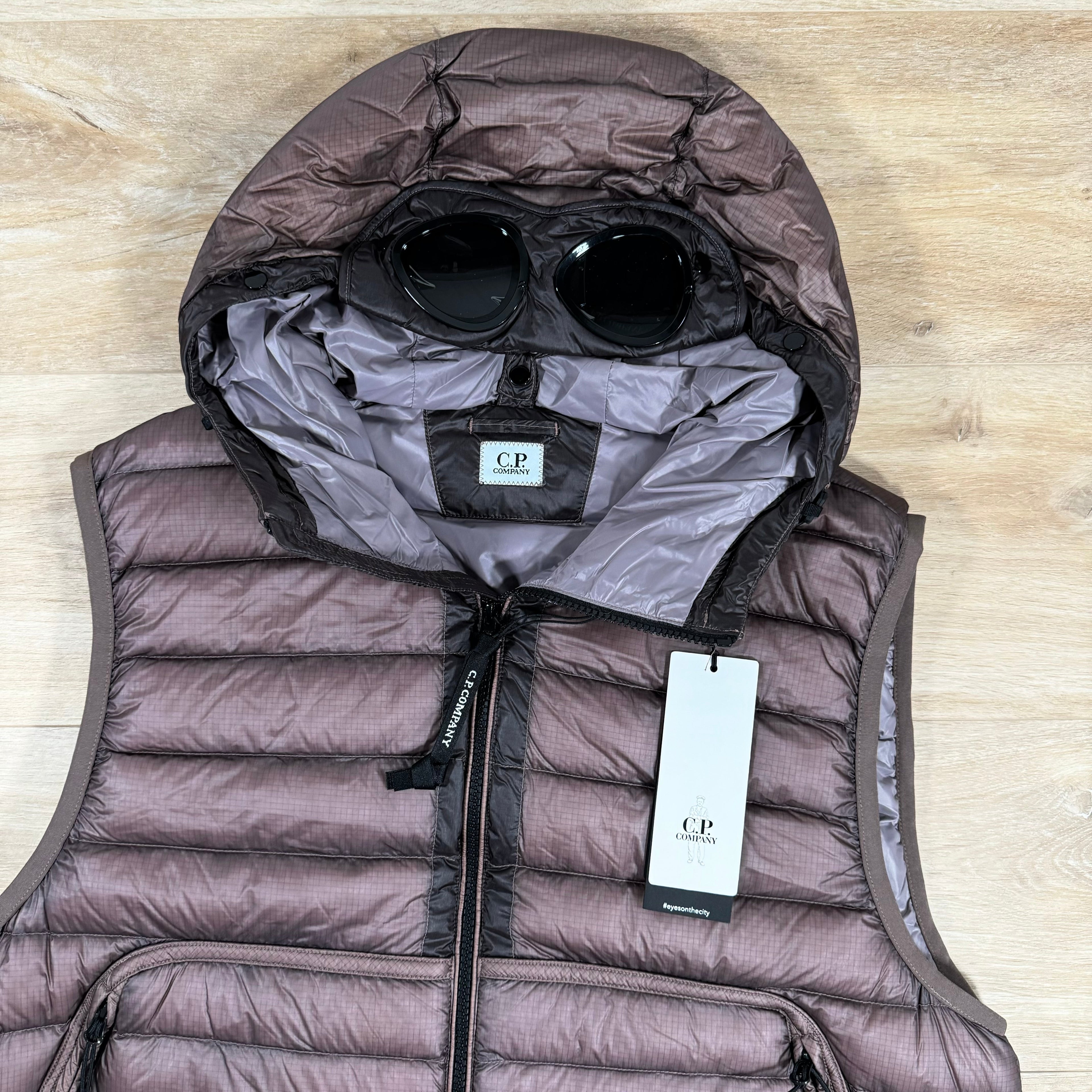 CP Company DD Shell Goggle Down Vest in Purple Dove Ironleague