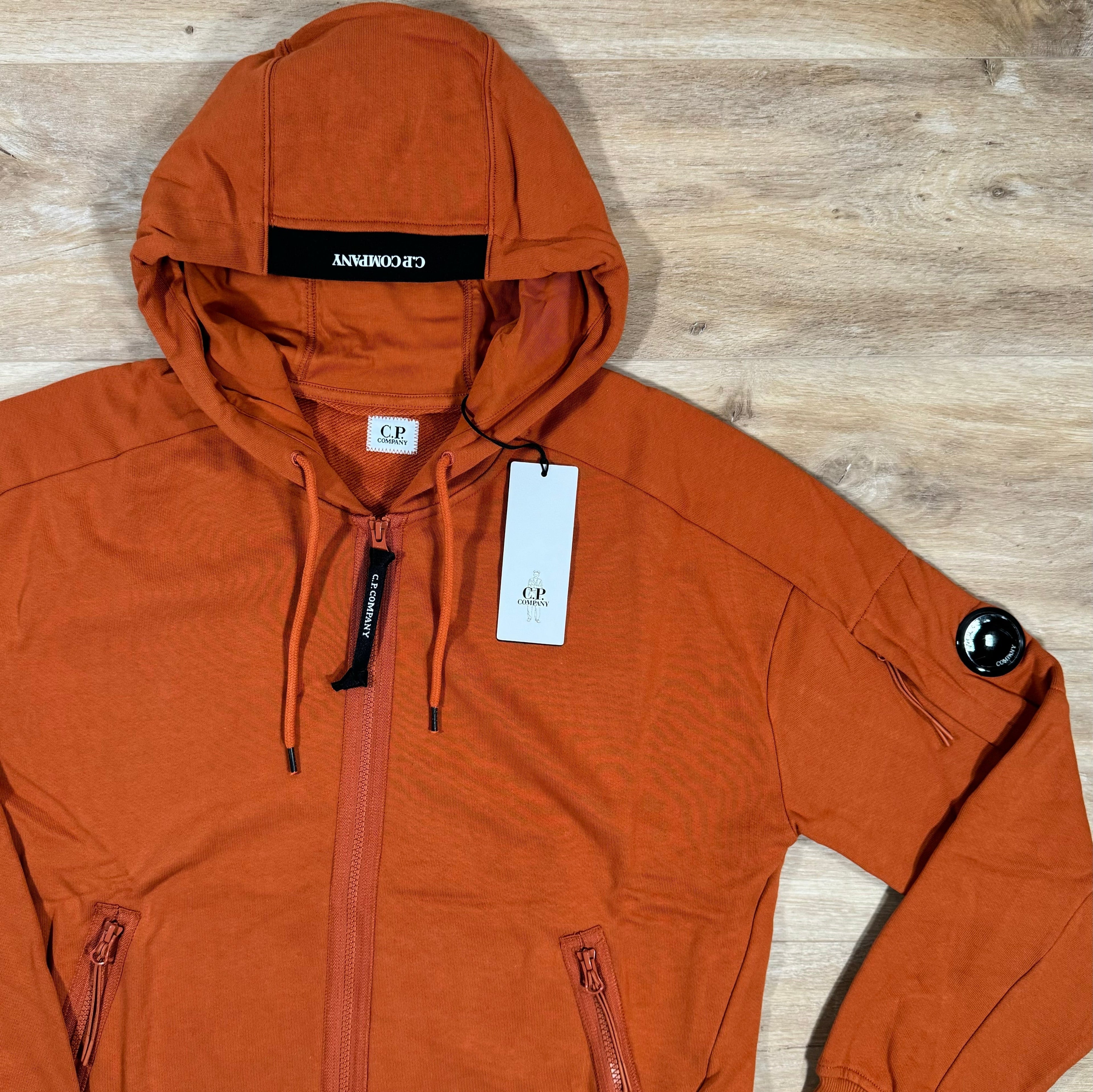 CP Company Diagonal Raised Zipped Lens Hoodie in Bombay Brown Ironleague