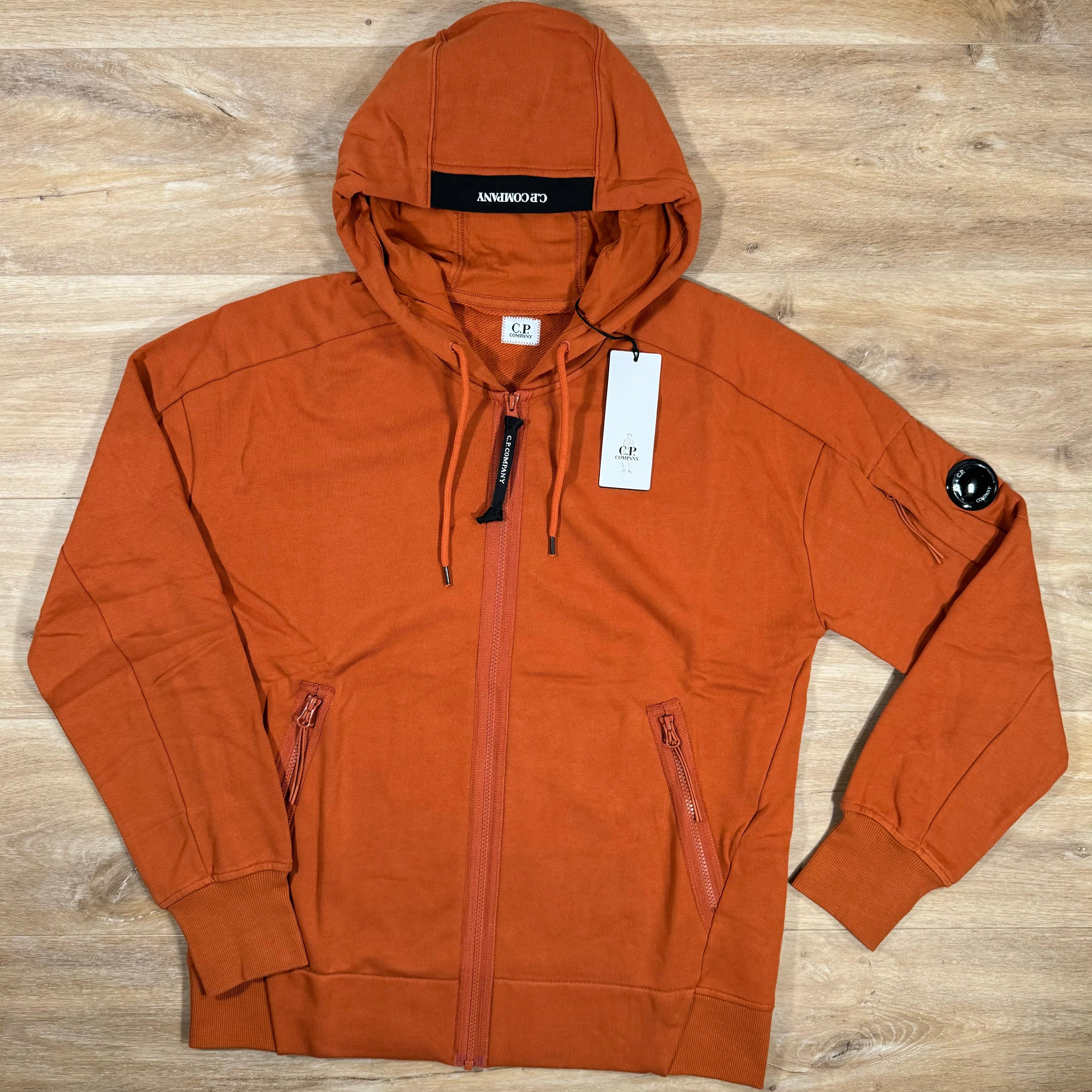 CP Company Diagonal Raised Zipped Lens Hoodie in Bombay Brown Ironleague