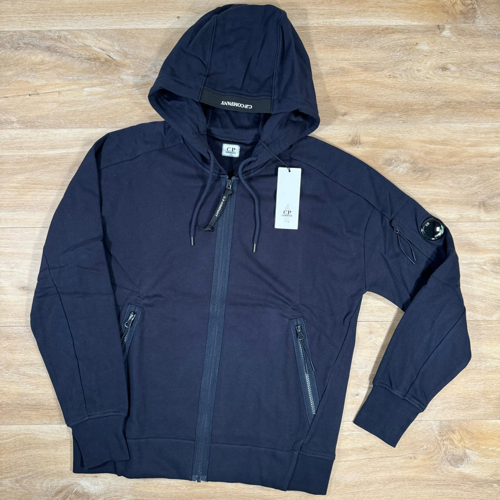 CP Company Diagonal Raised Zipped Lens Hoodie in Navy Ironleague