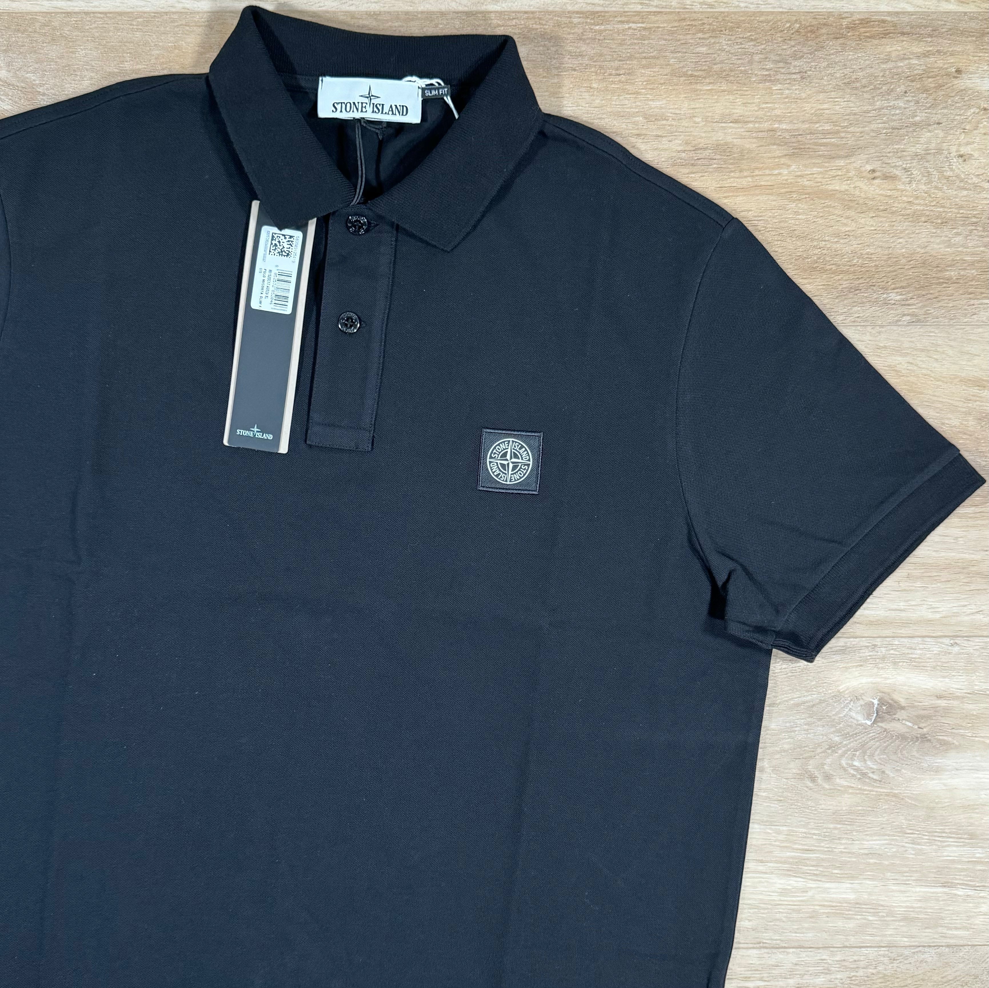 Stone Island Organic Cotton Pique Polo Shirt in Black Ironleague