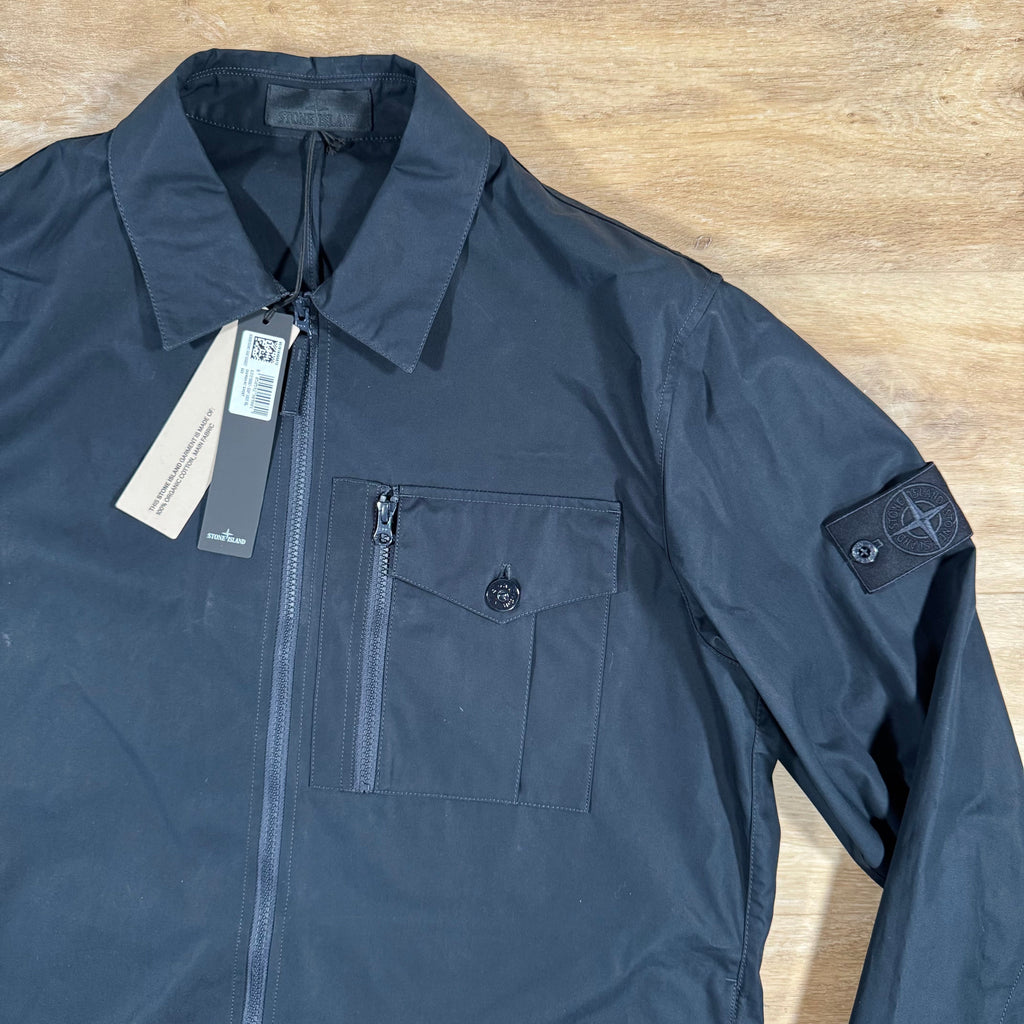 Stone Island Weatherproof Canvas Ghost Overshirt in Navy Ironleague