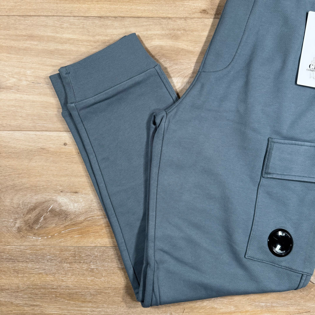 CP Company Diagonal Raised Fleece Lens Sweatpants in Stormy Weather - Blue Ironleague