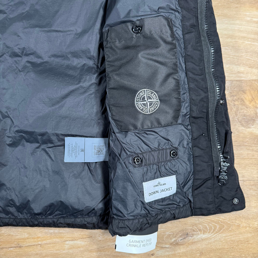 Stone Island Crinkle Reps NY Nylon Down Vest in Black Ironleague