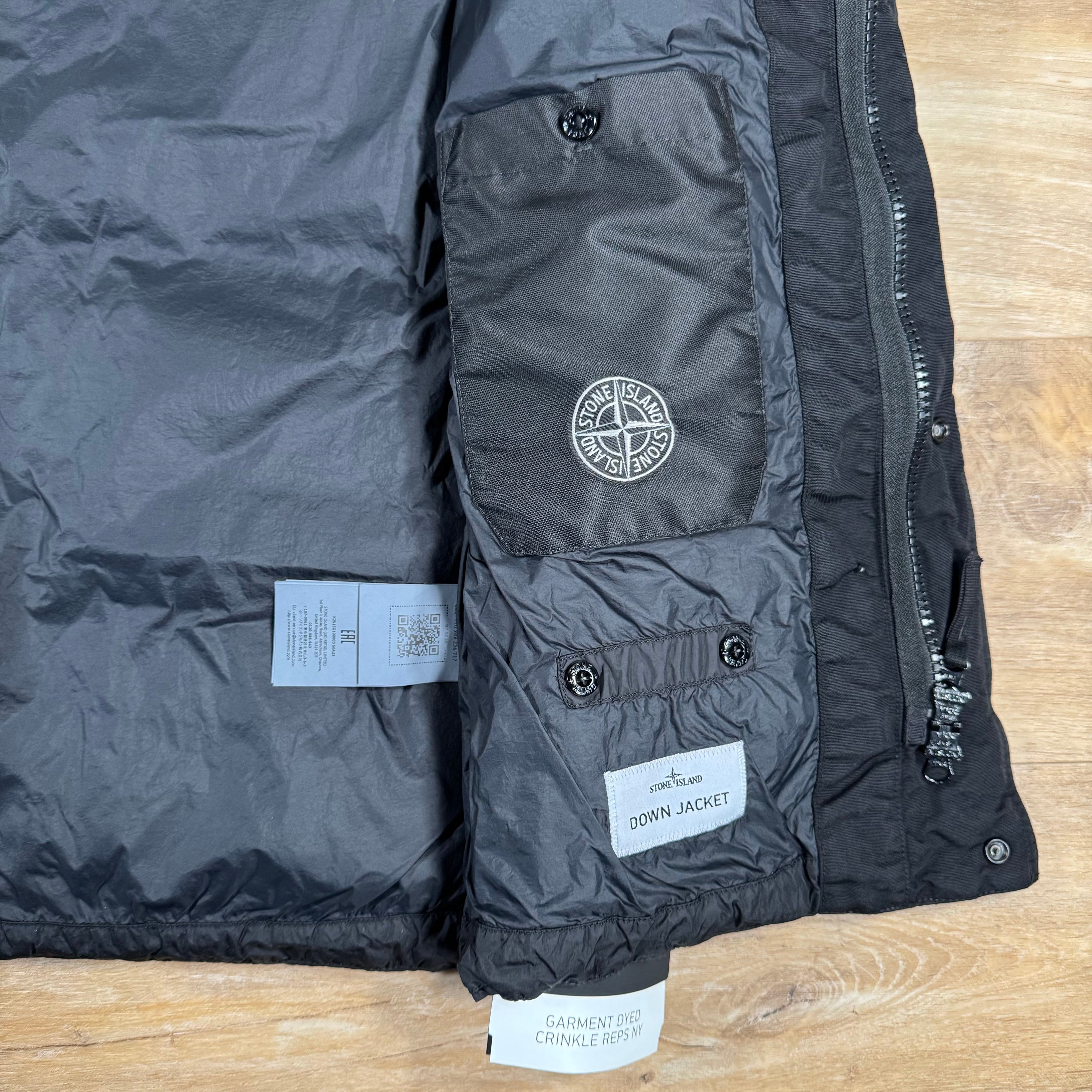 Stone Island Crinkle Reps NY Nylon Down Vest in Black Ironleague