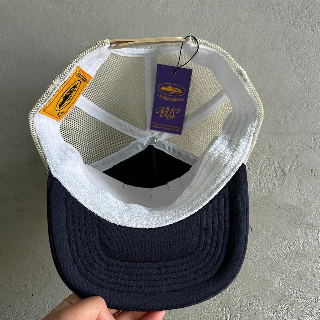 Corteiz Eagle Trucker Cap - Black/Beige Ironleague