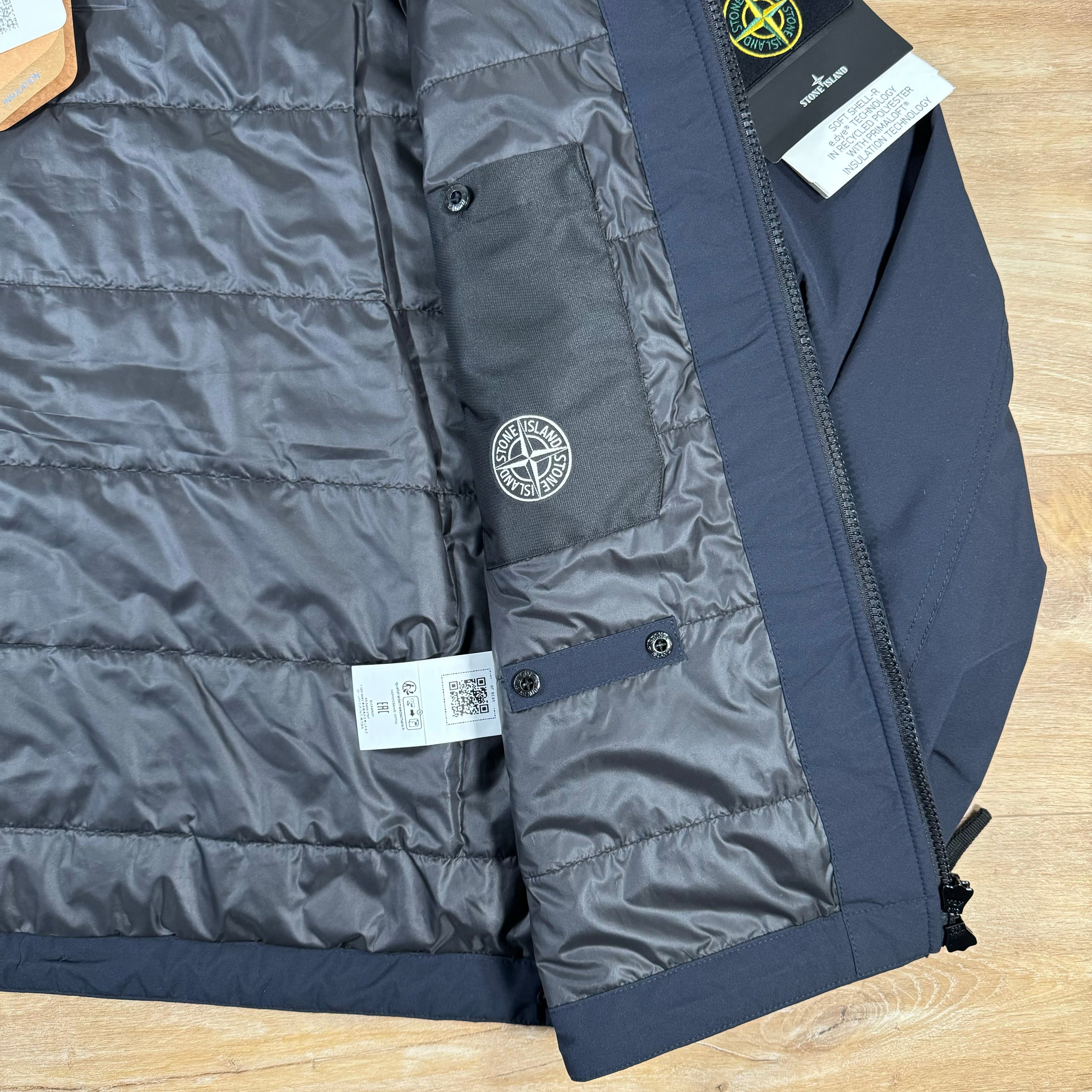 Stone Island Soft Shell-R Jacket with Primaloft Insulation in Navy Ironleague