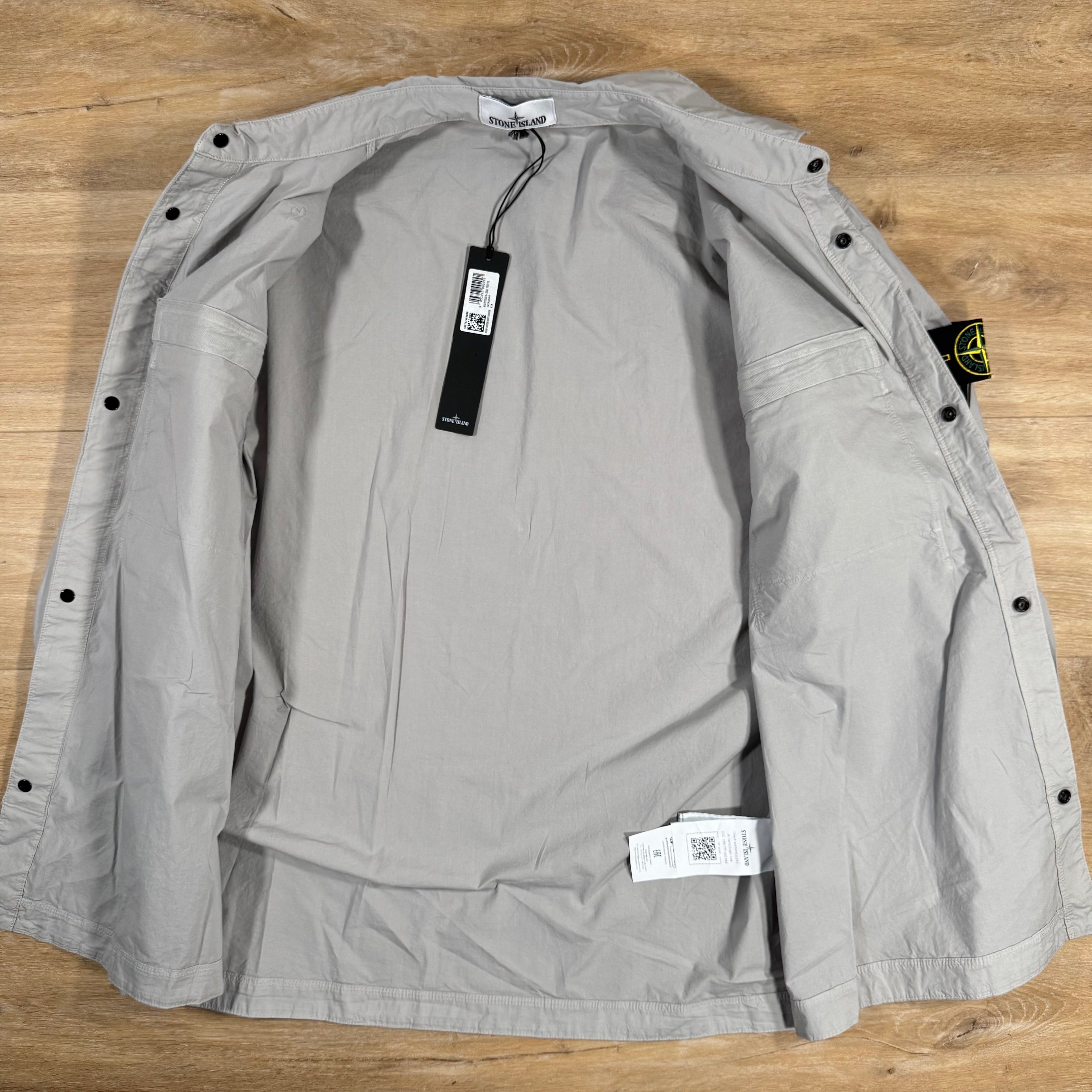 Stone Island Supima Twill Stretch-TC Overshirt in Pearl Grey Ironleague