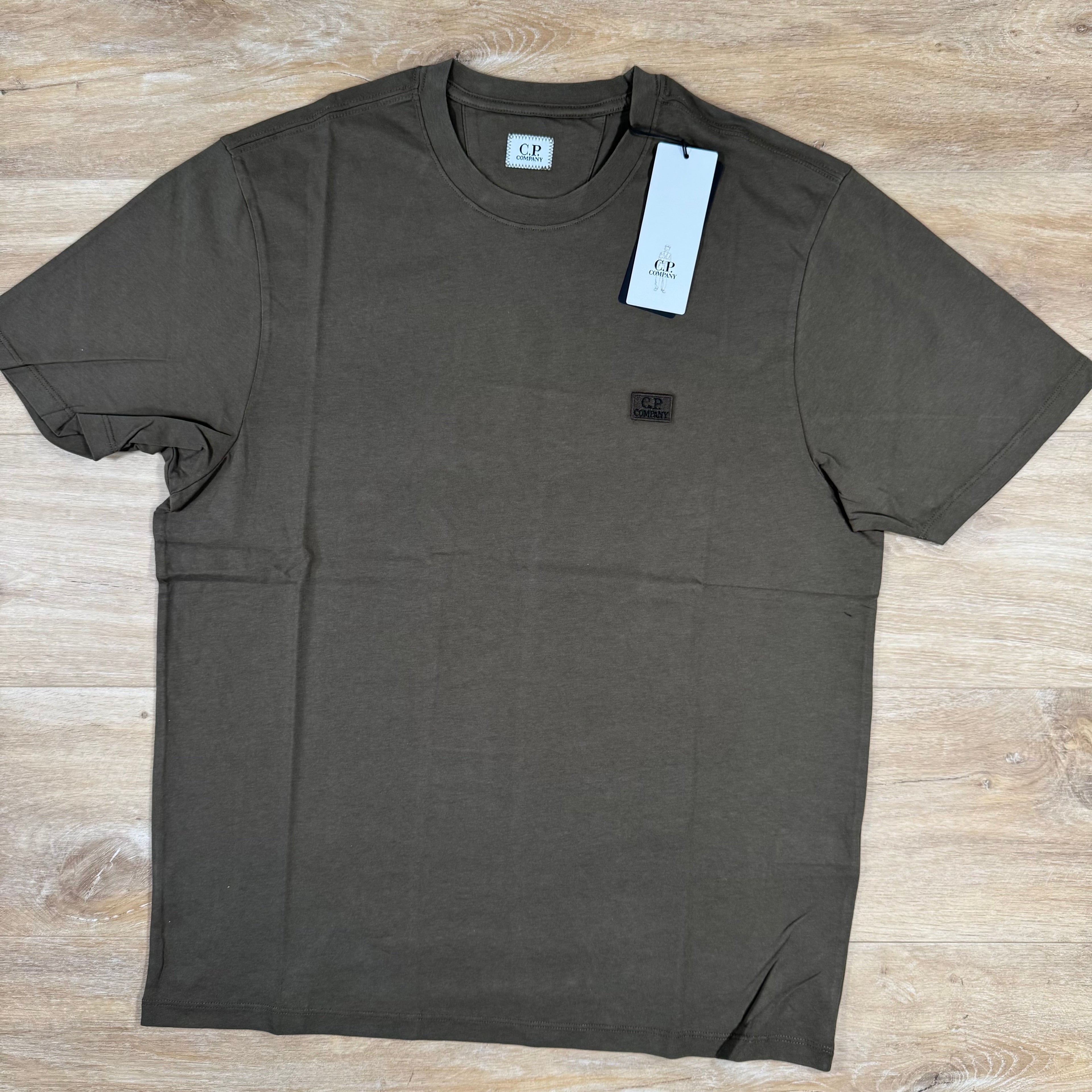 CP Company 30/1 Jersey Logo Patch T-Shirt in Ivy Green Ironleague