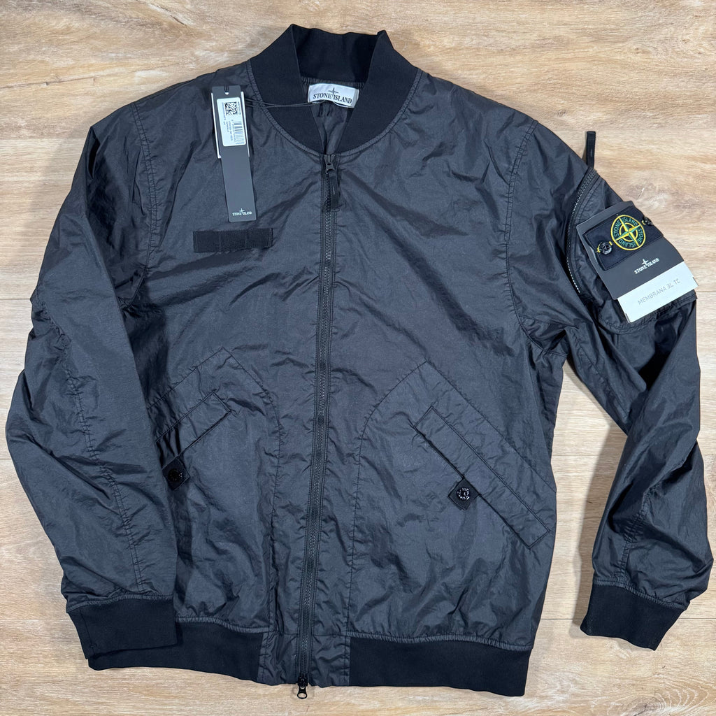 Stone Island Membrana 3L TC Bomber Jacket in Black Ironleague