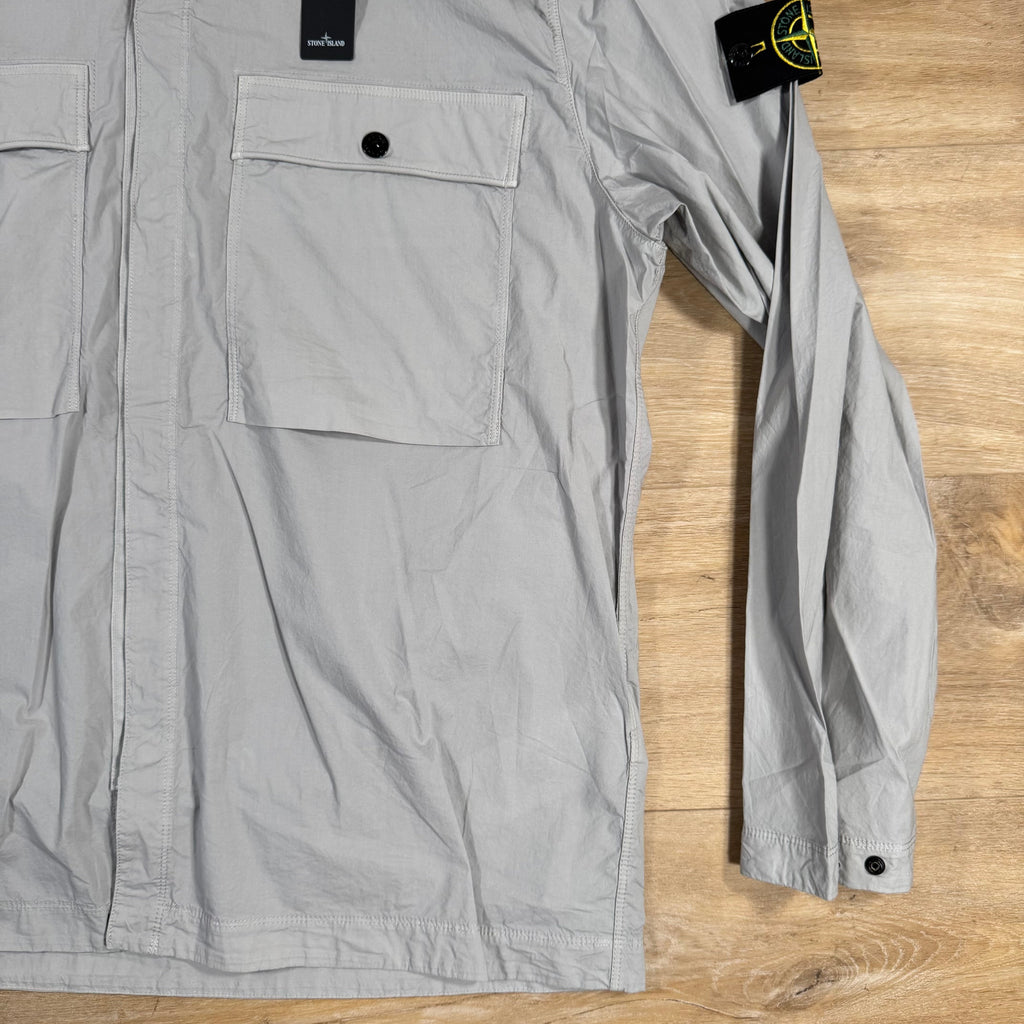 Stone Island Supima Twill Stretch-TC Overshirt in Pearl Grey Ironleague
