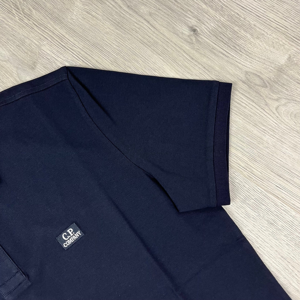CP Company Piquet Polo Shirt - Navy Ironleague