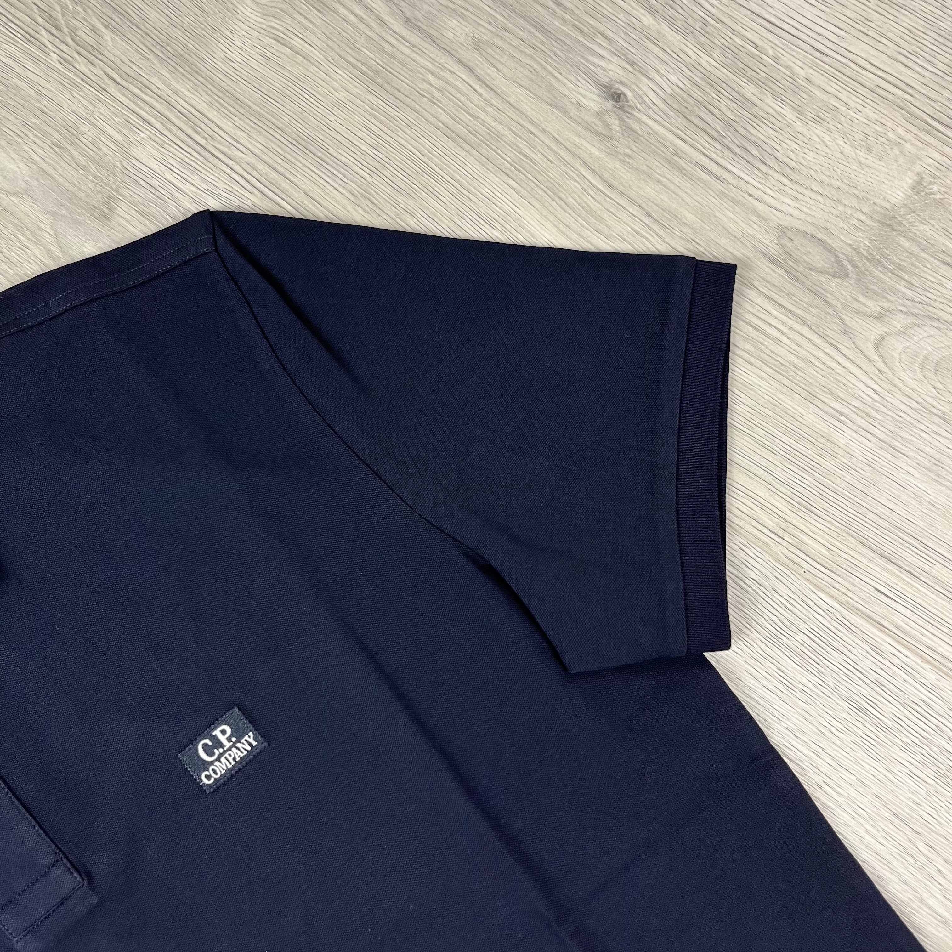 CP Company Piquet Polo Shirt - Navy Ironleague