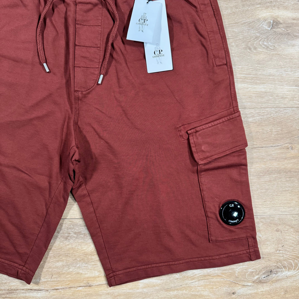 CP Company Light Fleece Cargo Lens Shorts in Sable - Brown Ironleague