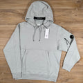 CP Company Diagonal Raised Fleece Lens Hoodie in Blue Fox - Grey Ironleague