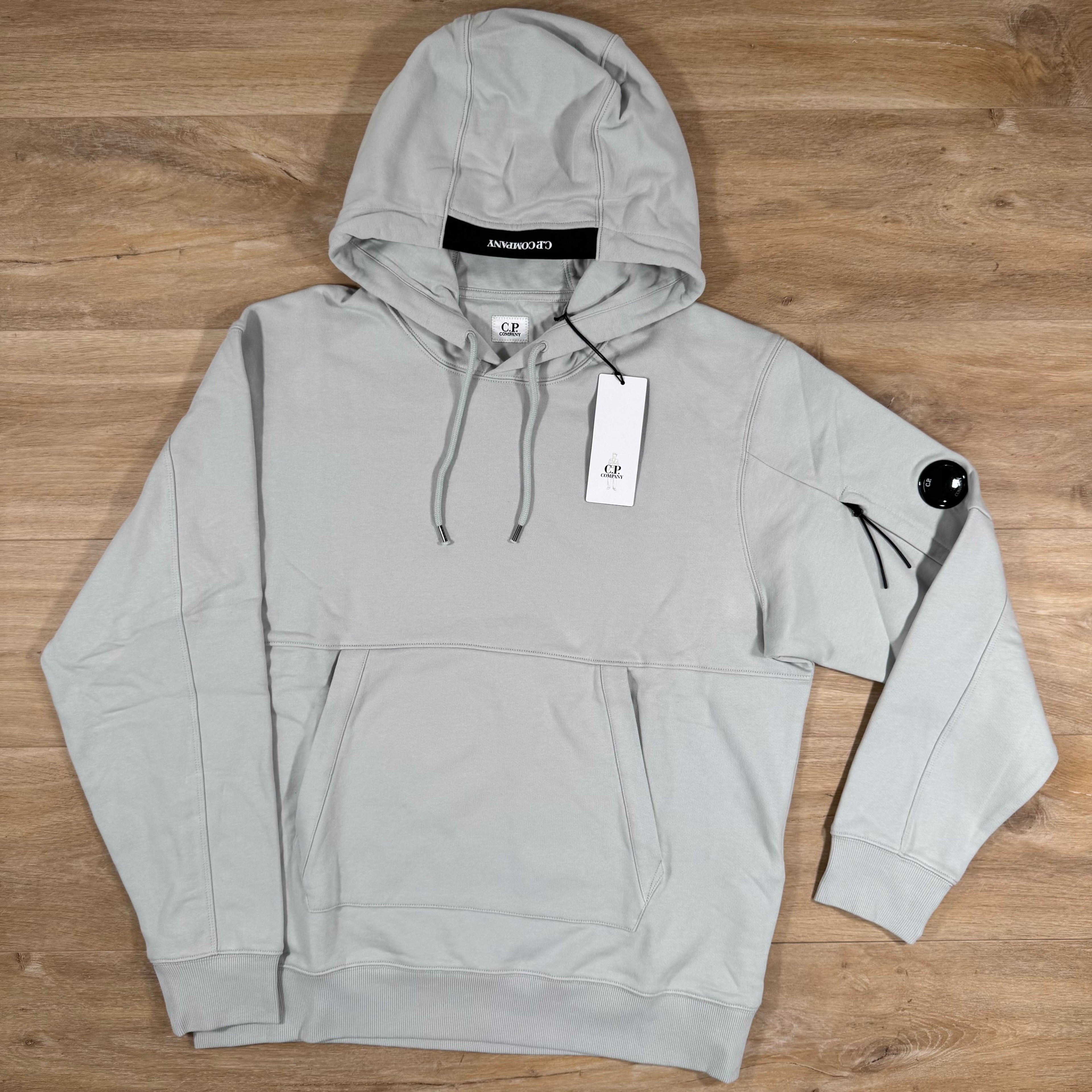 CP Company Diagonal Raised Fleece Lens Hoodie in Blue Fox - Grey Ironleague