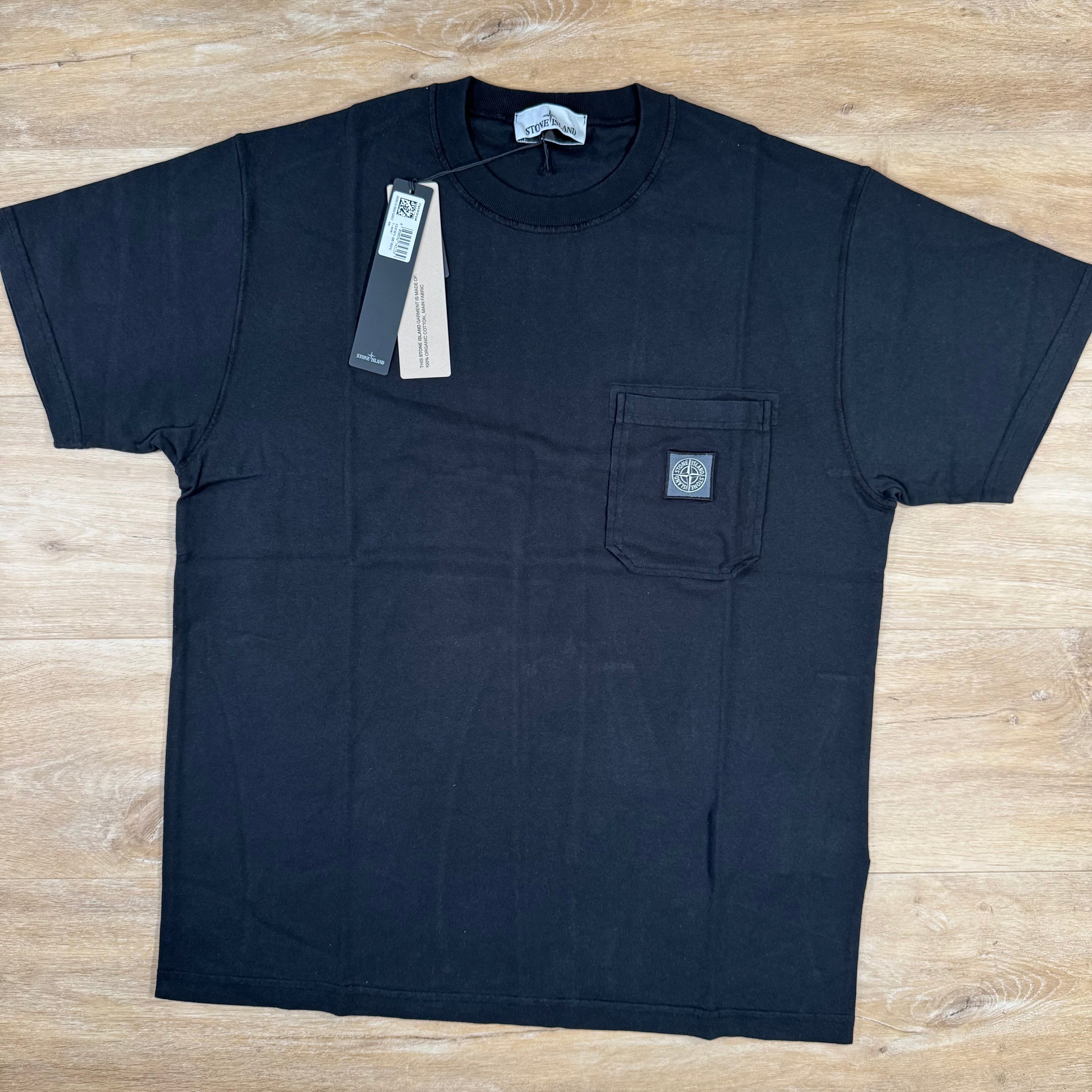 Stone Island Organic Cotton Fissato Effect T-Shirt in Black Ironleague