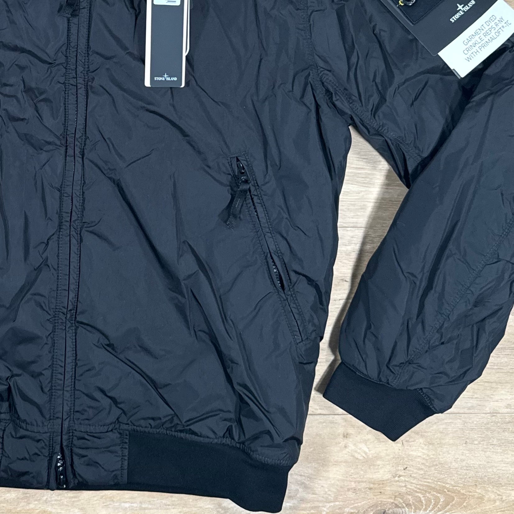 Stone Island Crinkle Reps R-NY Primaloft T-C Jacket in Black Ironleague