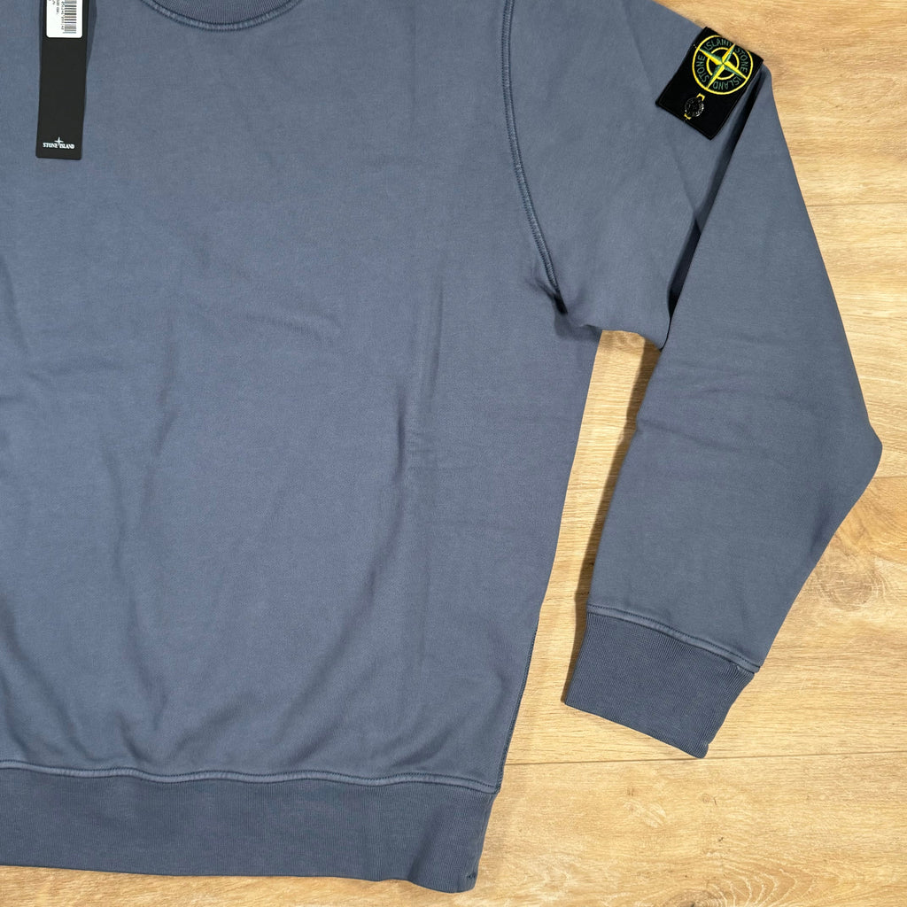 Stone Island Garment Dyed Crewneck Sweatshirt in Mid Blue Ironleague
