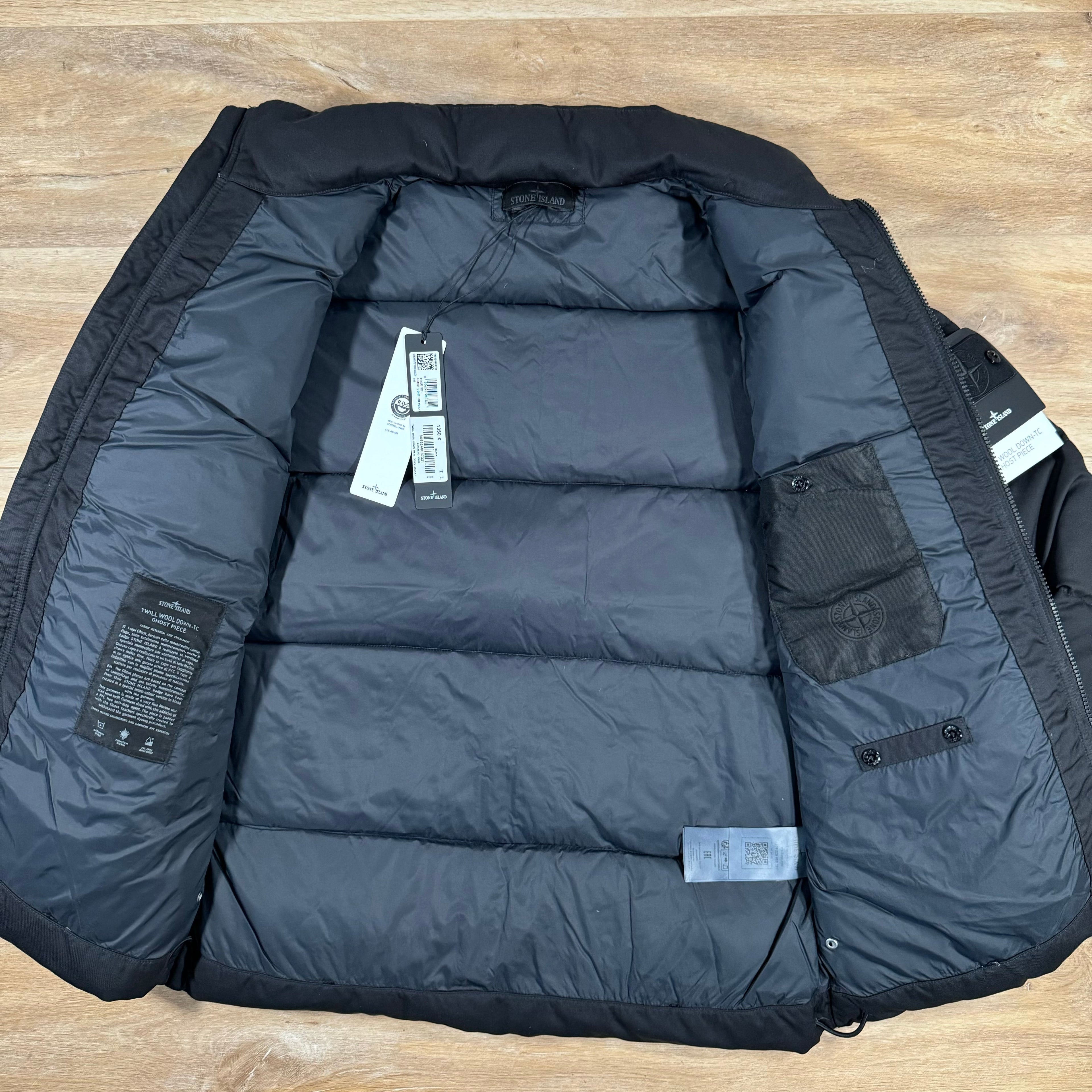 Stone Island Down-TC Ghost Jacket in Black Ironleague