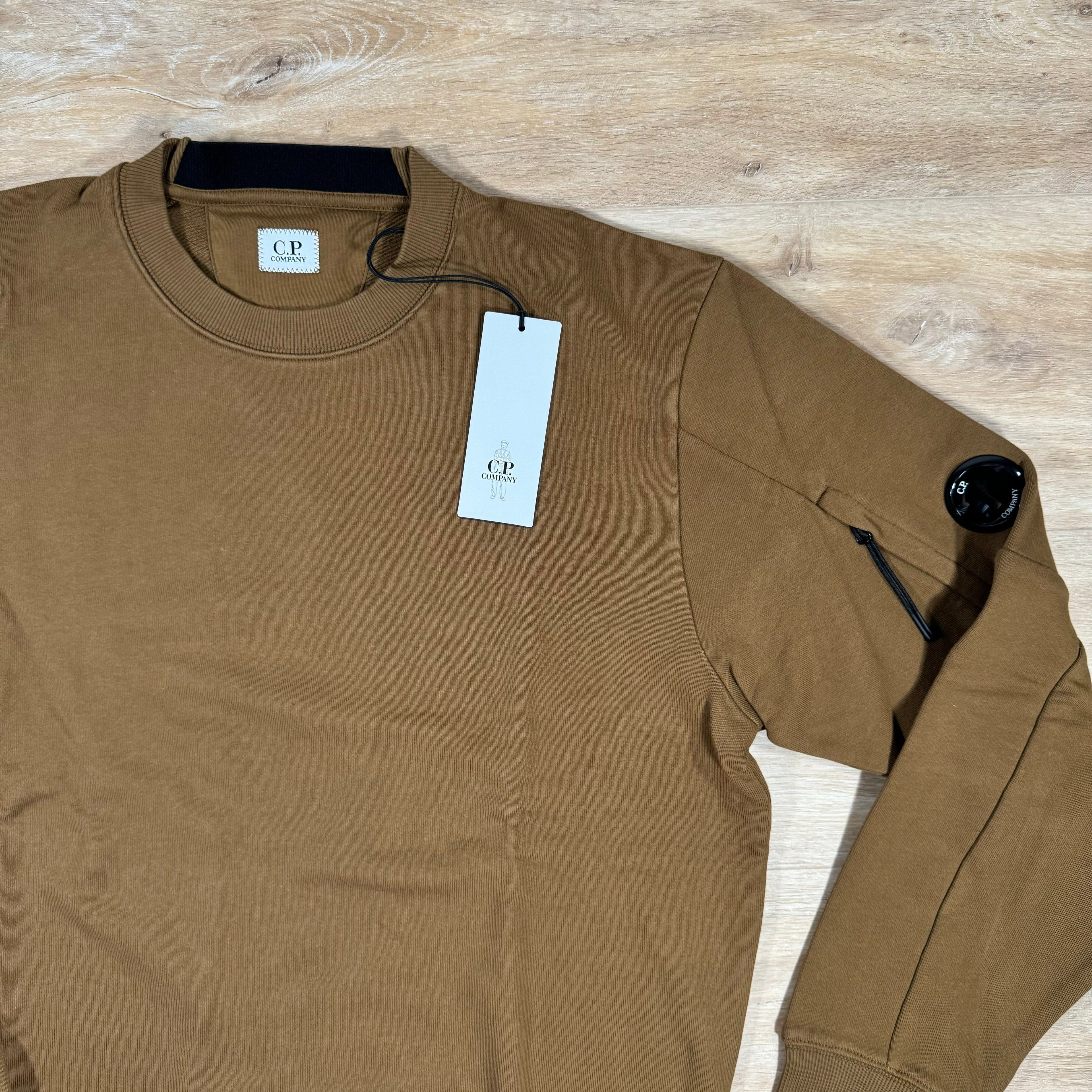CP Company Diagonal Raised Lens Sweatshirt in Toffee Ironleague