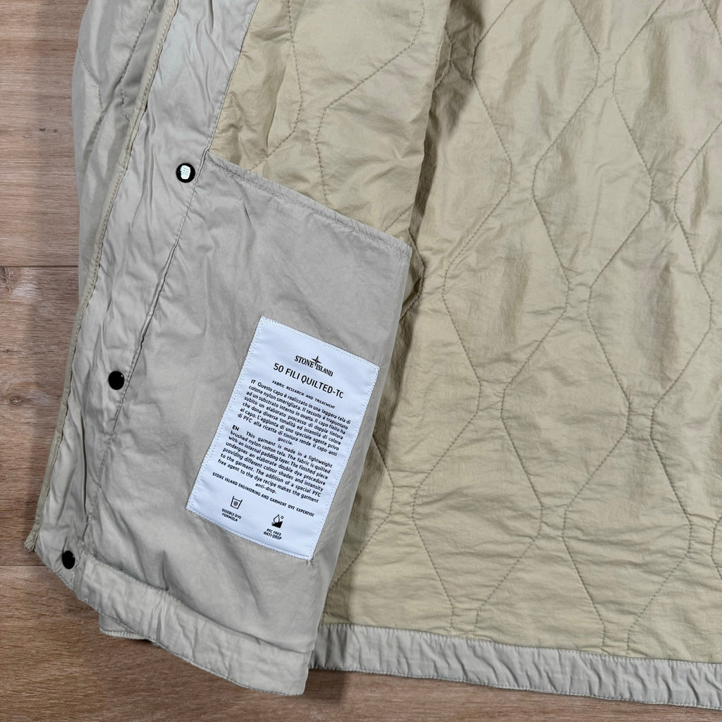 Stone Island 50 Fili Nylon Overshirt in Plaster Ironleague