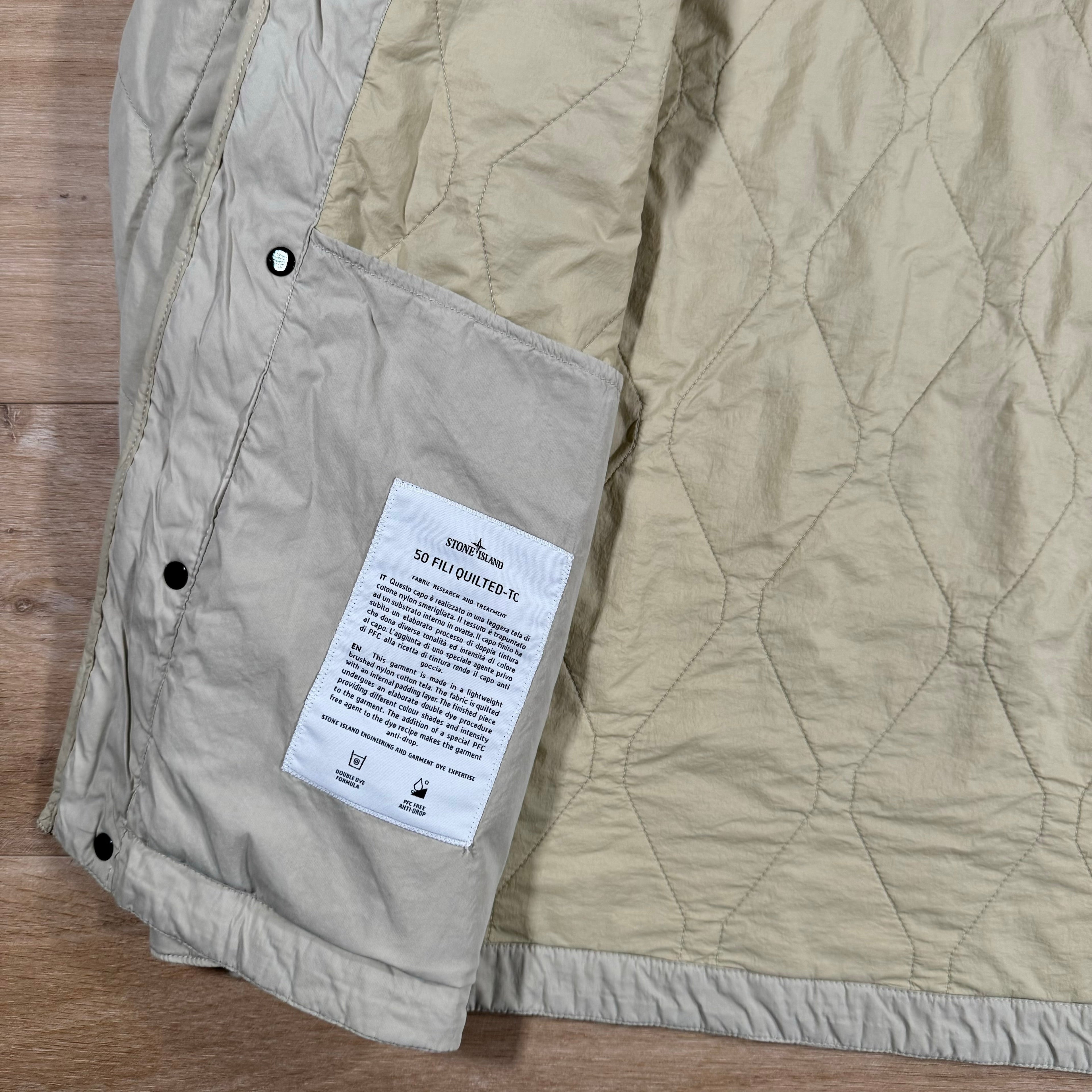 Stone Island 50 Fili Nylon Overshirt in Plaster Ironleague