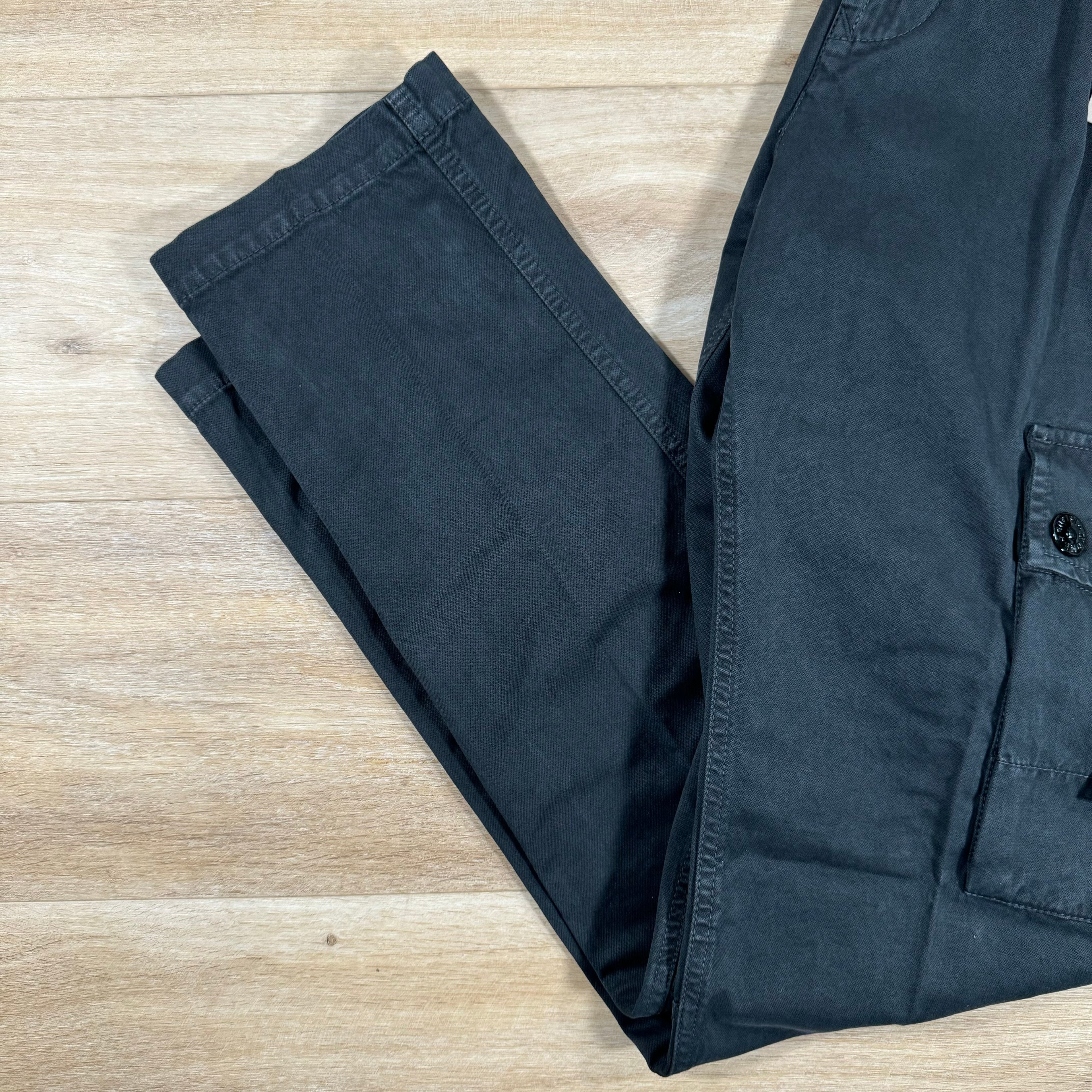 Stone Island Stretch Old Treatment Cargo Trousers in Black Ironleague