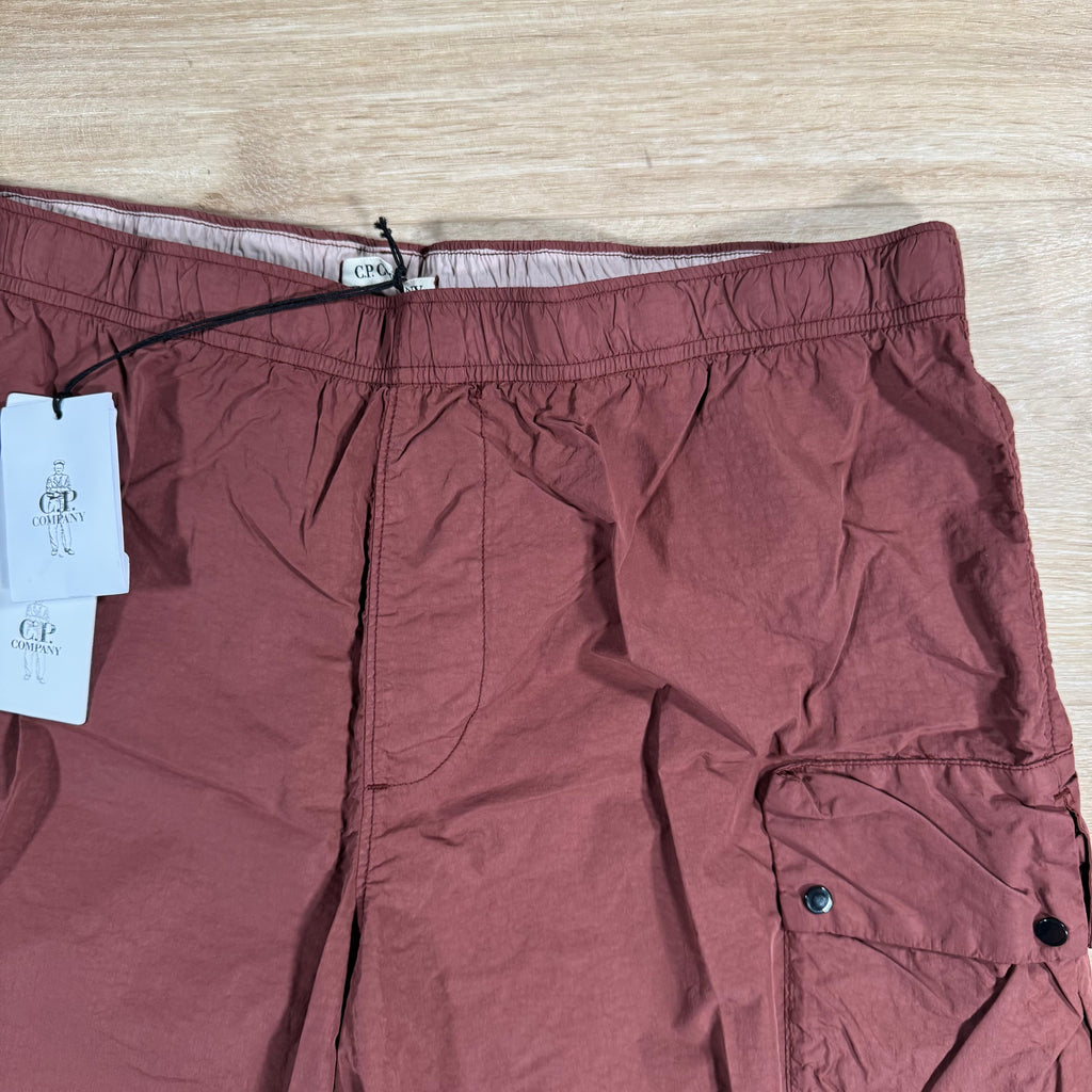 CP Company Flatt Nylon Cargo Lens Swim Shorts in Sable - Brown Ironleague