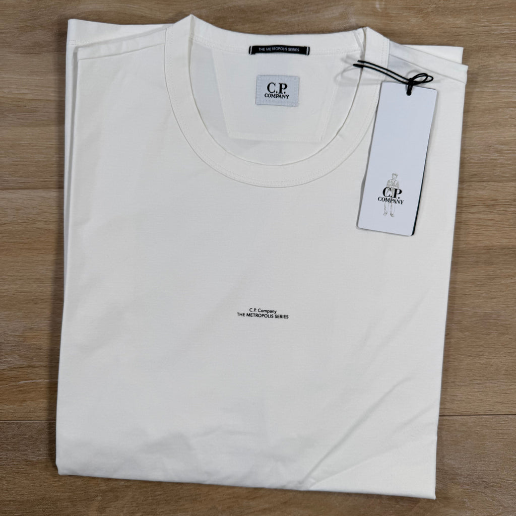 CP Company Metropolis Series Printed Logo T-Shirt in Gauze White Ironleague