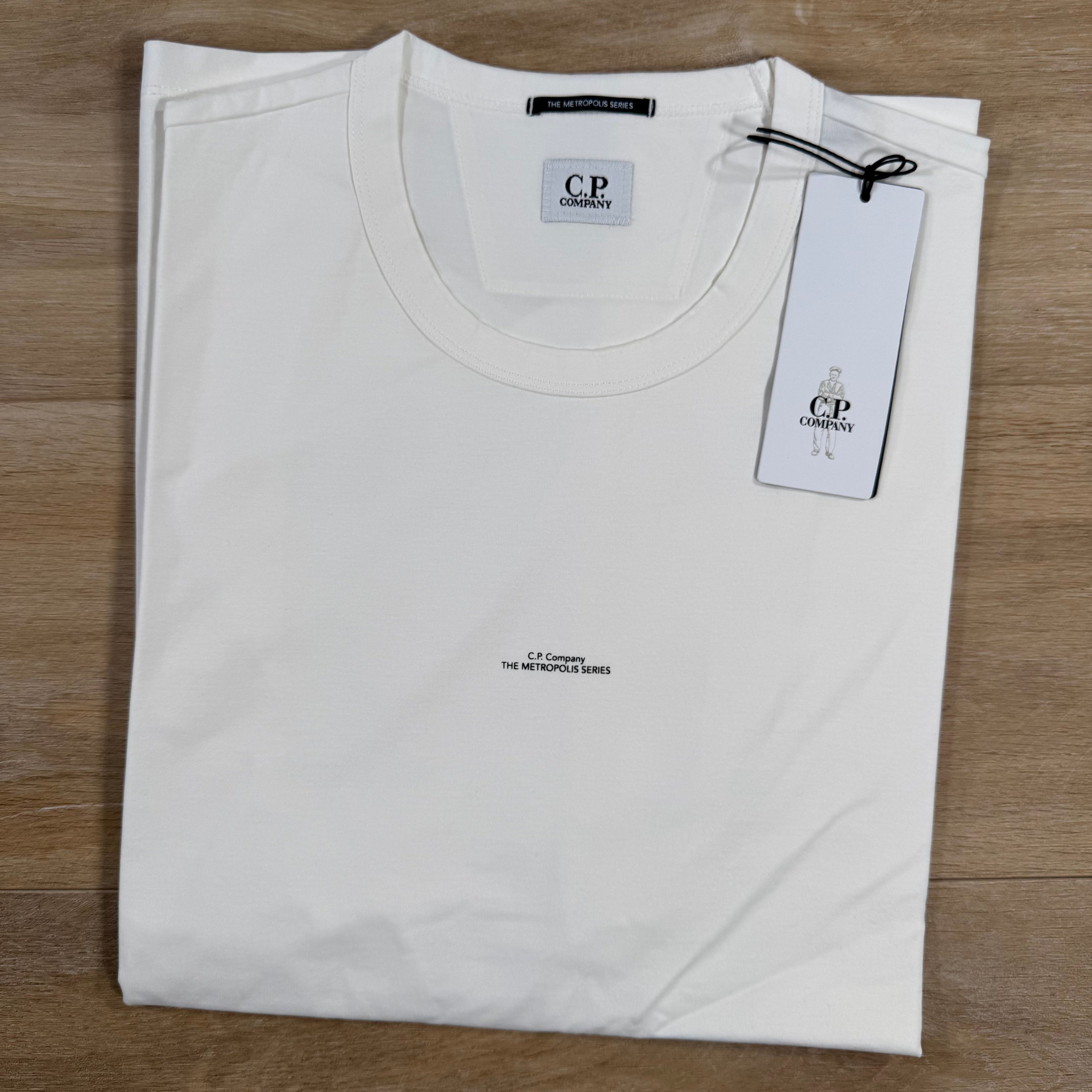 CP Company Metropolis Series Printed Logo T-Shirt in Gauze White Ironleague