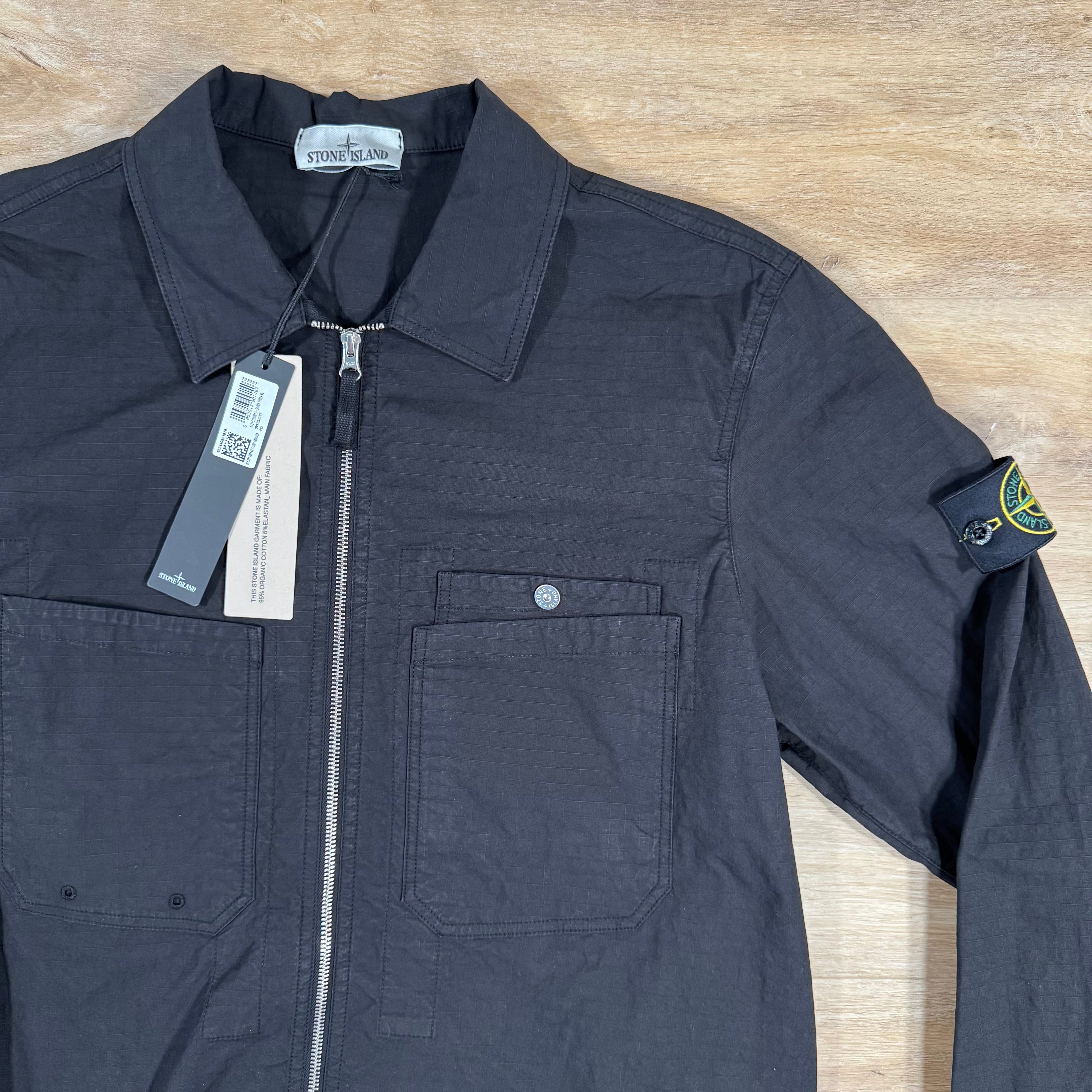 Stone Island Mil-Spec Stretch Ripstop-TC Overshirt in Black Ironleague