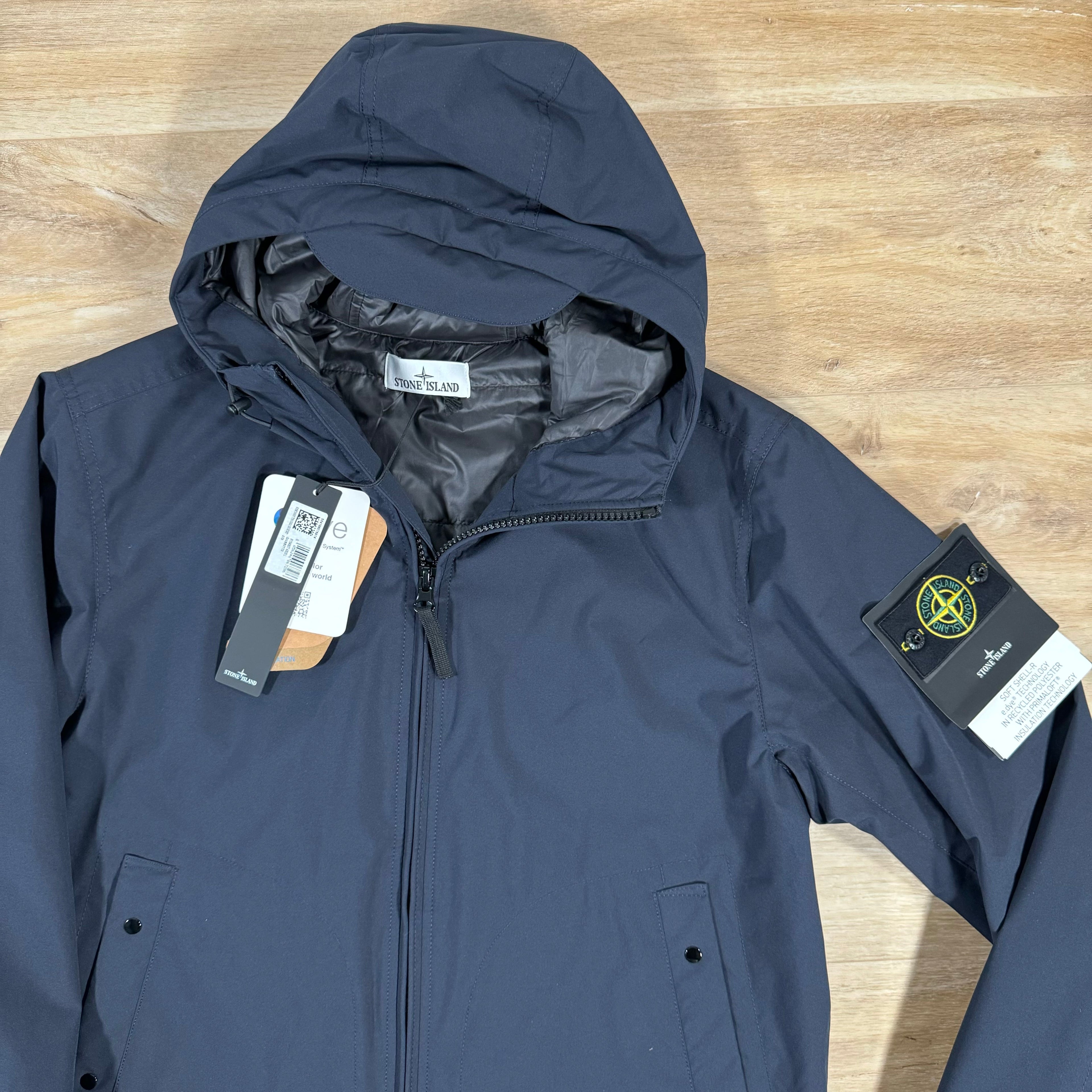 Stone Island Soft Shell-R Jacket with Primaloft Insulation in Navy Ironleague