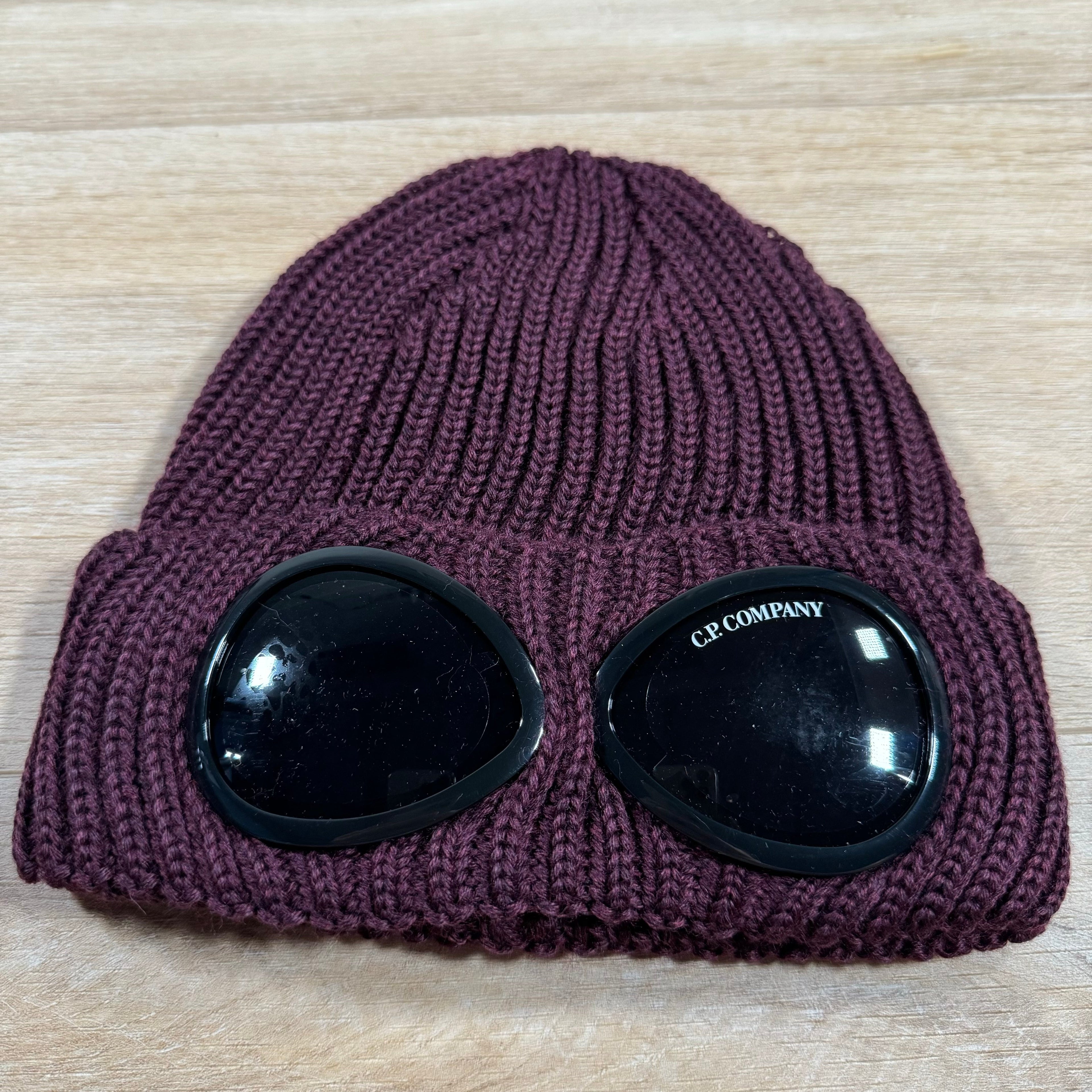 CP Company Extra Fine Merino Wool Goggle Beanie in Potent Purple Ironleague