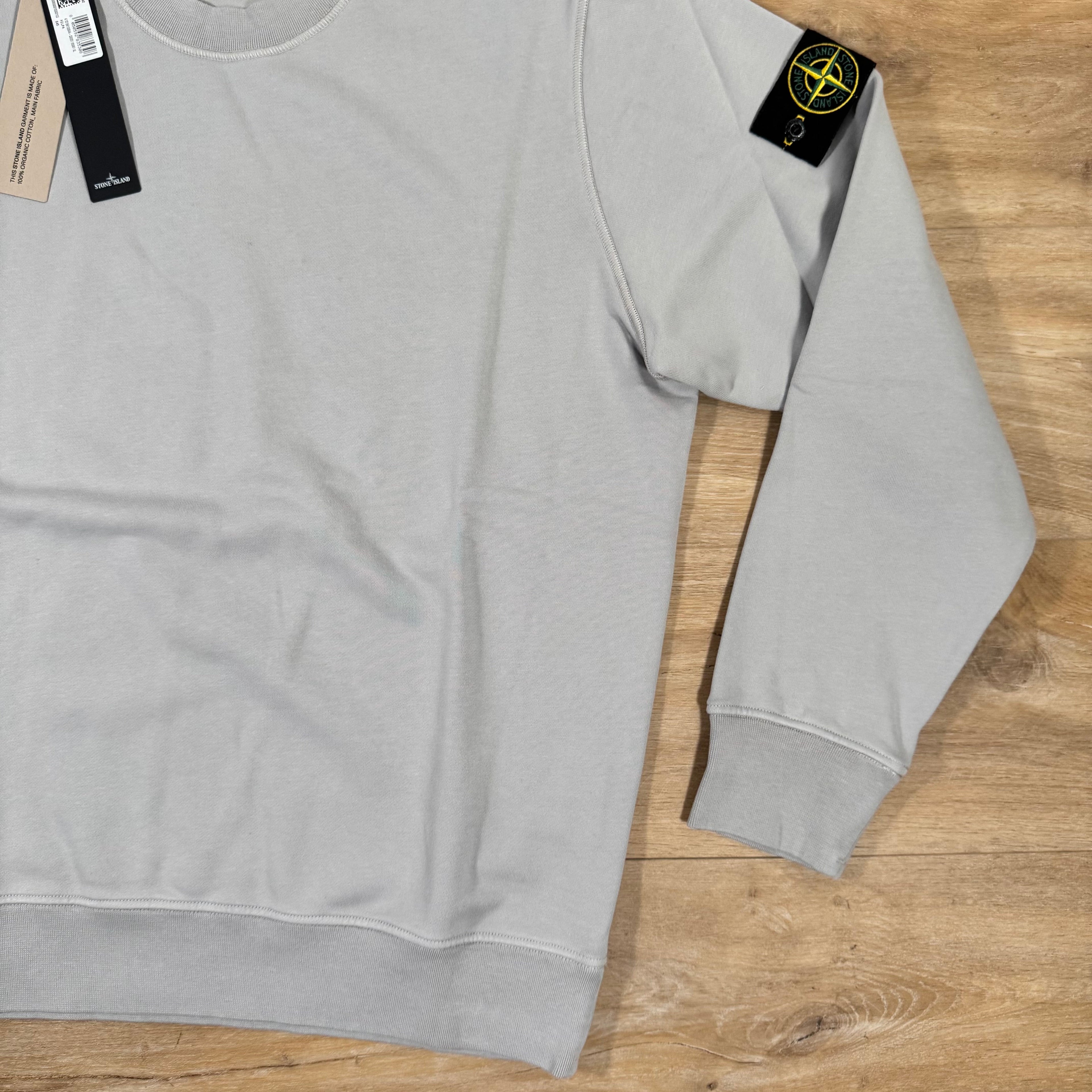 Stone Island Organic Cotton Fleece Sweatshirt in Pearl Grey Ironleague