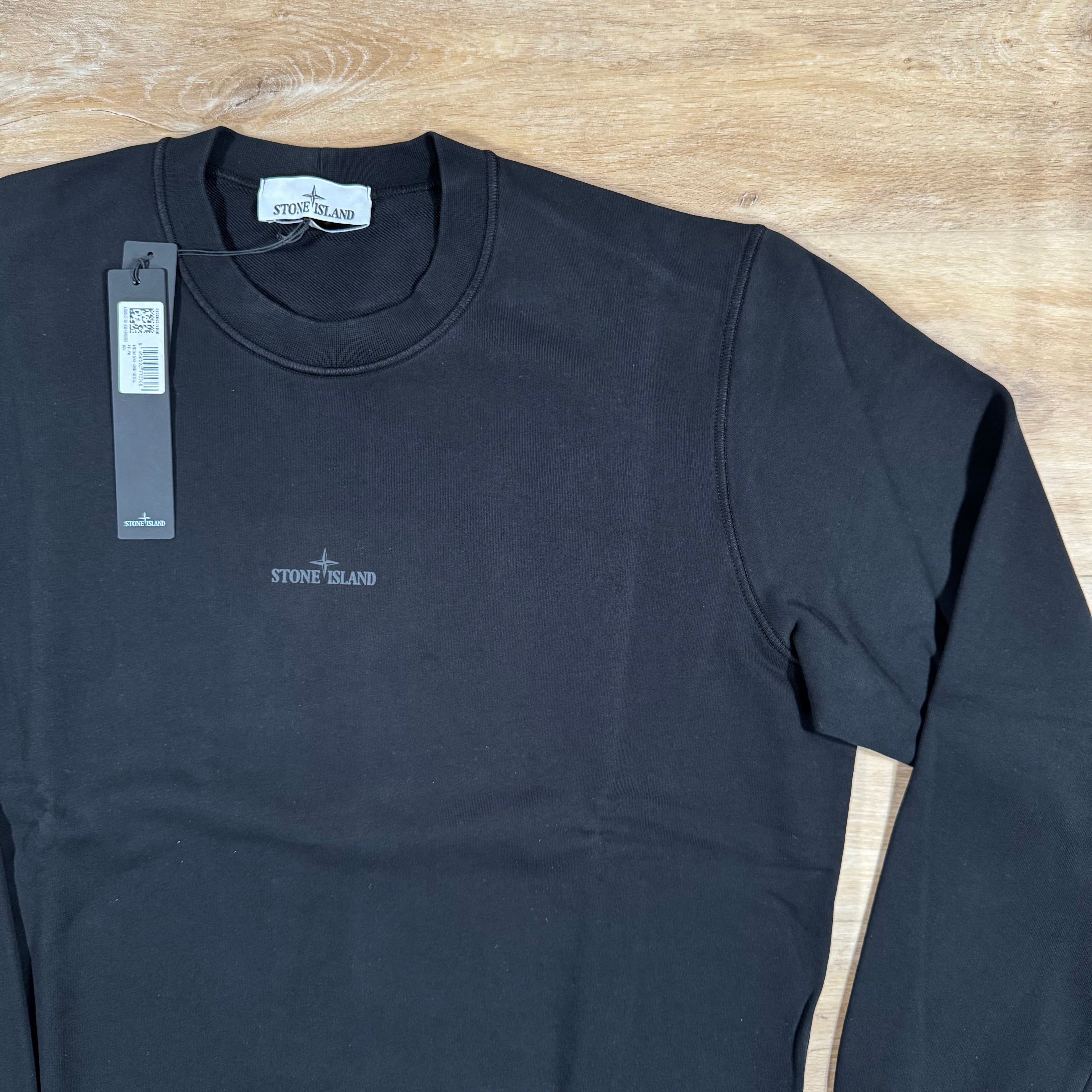 Stone Island Reverse Compass Logo Sweatshirt in Black Ironleague